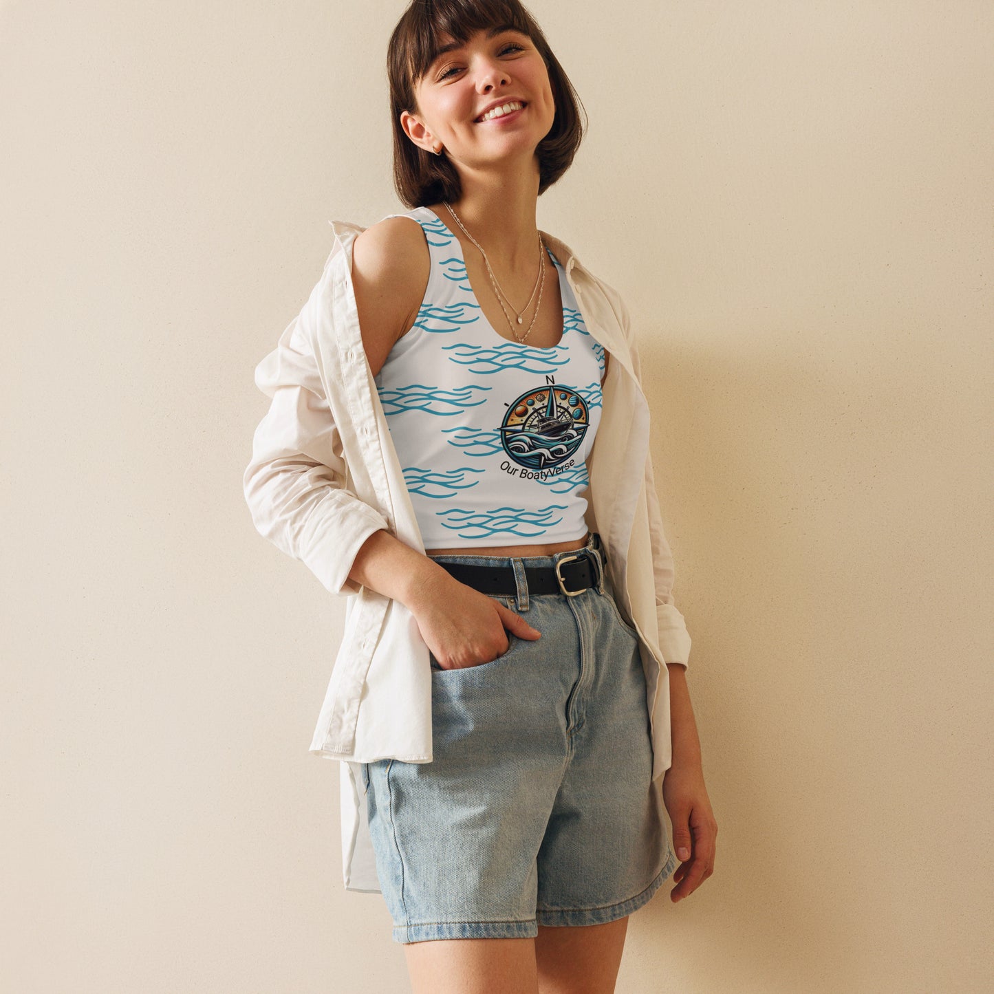 Our Waves Gym Crop Top by Our BoatyVerse