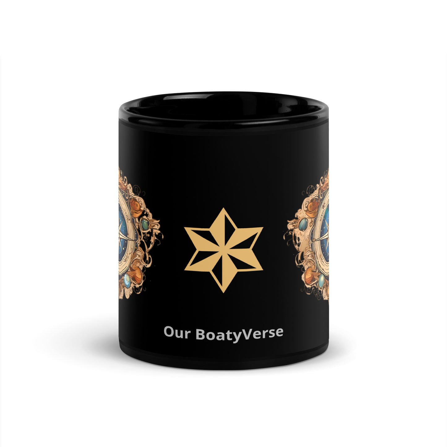 The Compass Black Glossy Mug by Our BoatyVerse