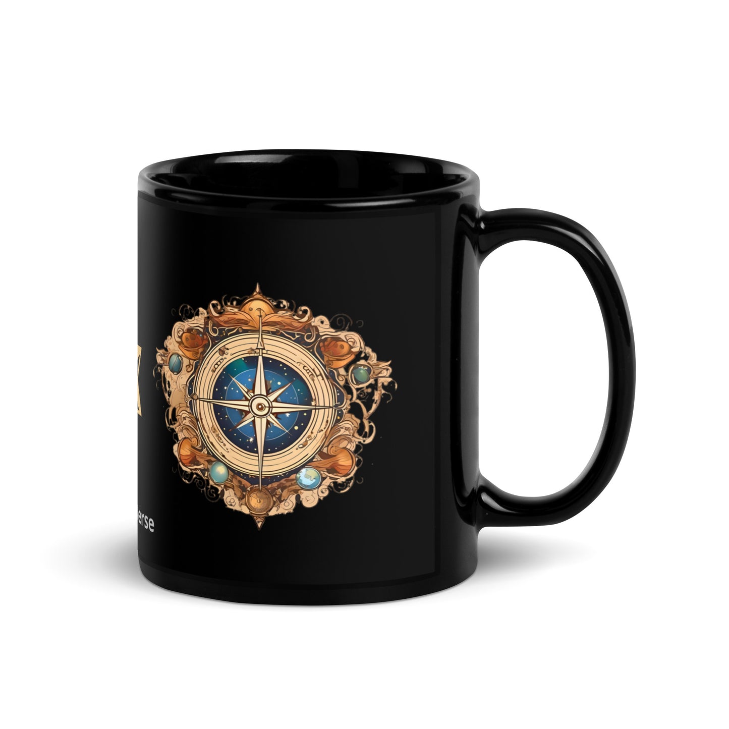 The Compass Black Glossy Mug by Our BoatyVerse