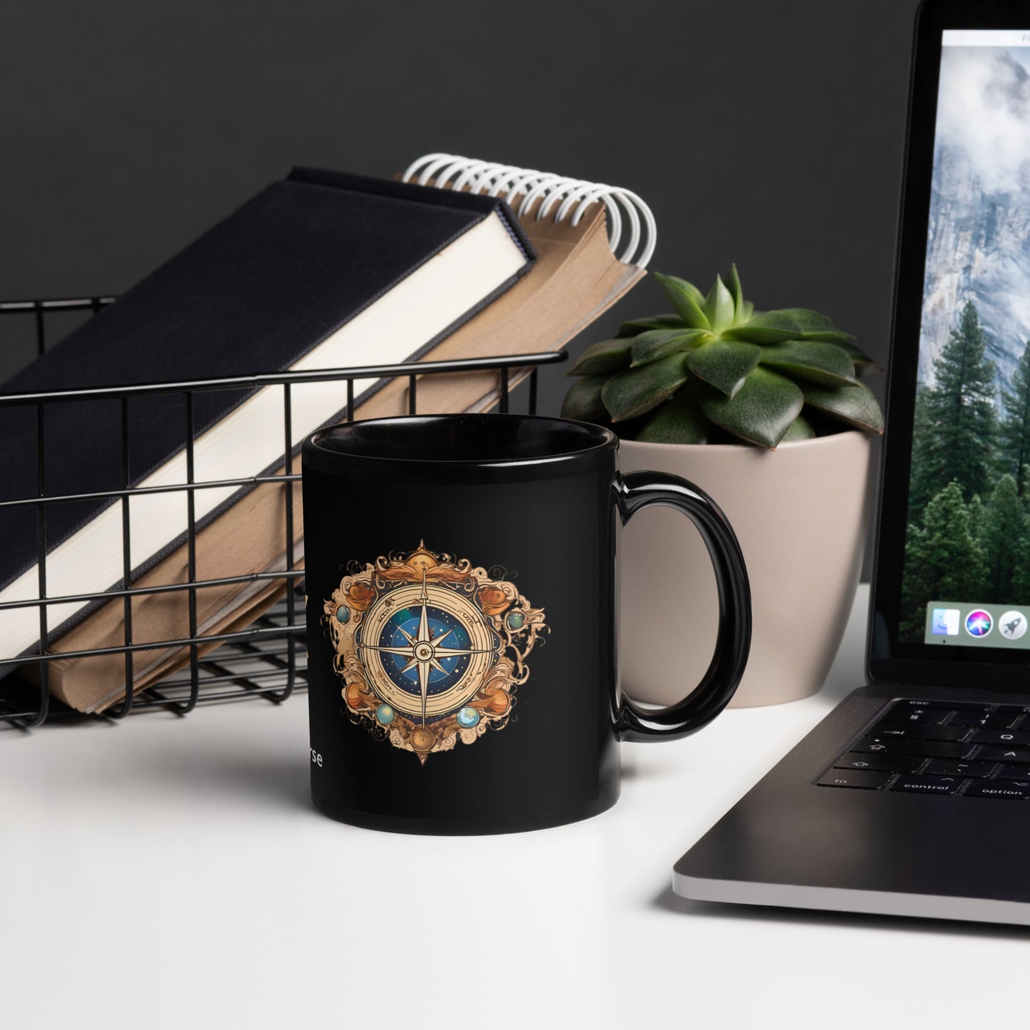 The Compass Black Glossy Mug by Our BoatyVerse