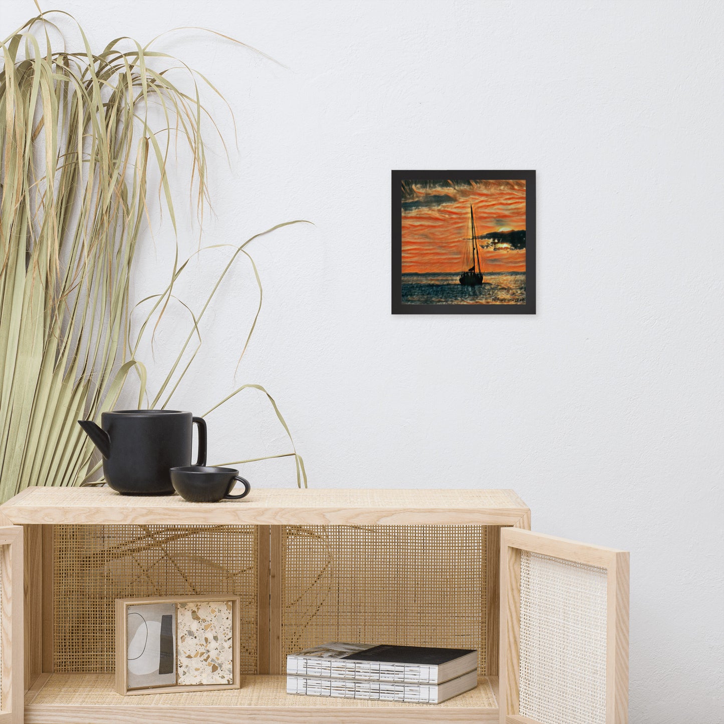 Sailing into Sunset Framed poster Oil Painting Style Wall Art By Our BoatyVerse