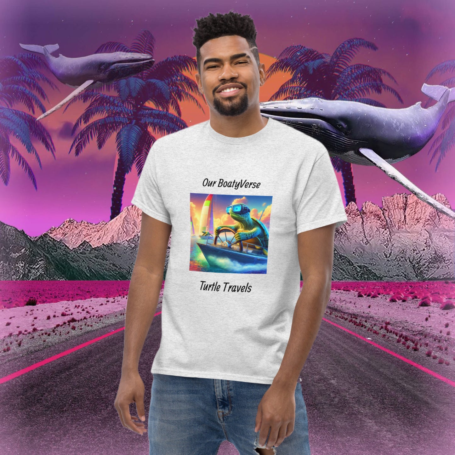 Novelty Turtle Travels Fun T-Shirt by Our BoatyVerse