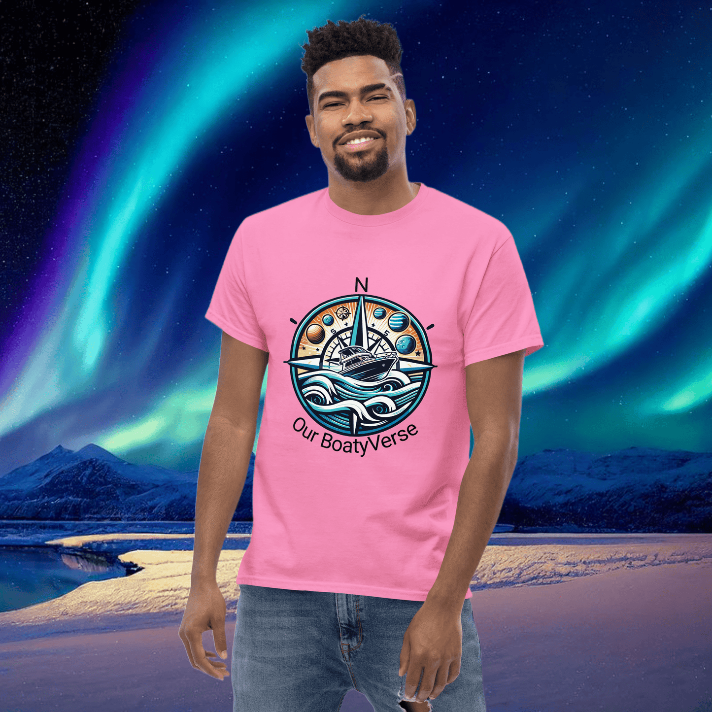 Can you feel the BoatyVerse? Men's cotton T-Shirt by Our BoatyVerse