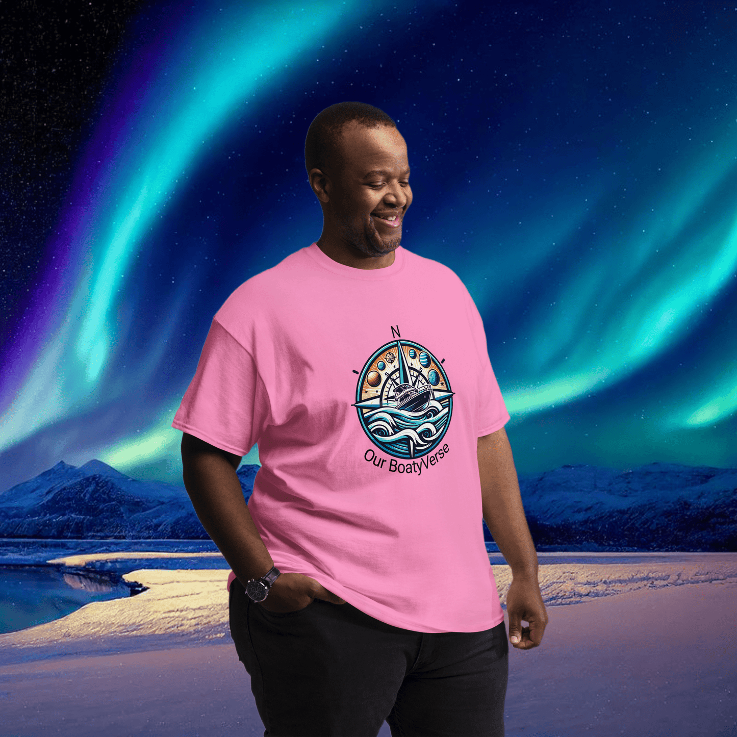 Can you feel the BoatyVerse? Men's cotton T-Shirt by Our BoatyVerse