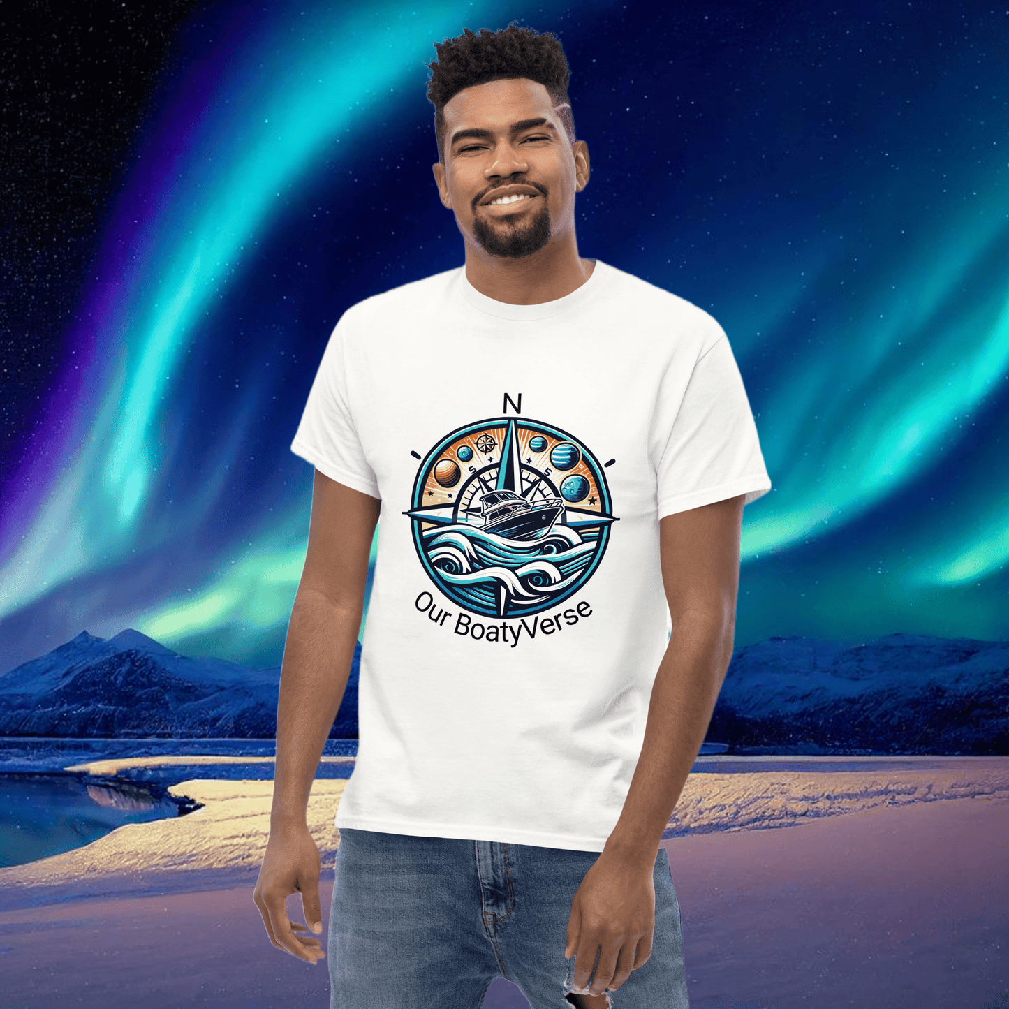 Can you feel the BoatyVerse? Men's cotton T-Shirt by Our BoatyVerse