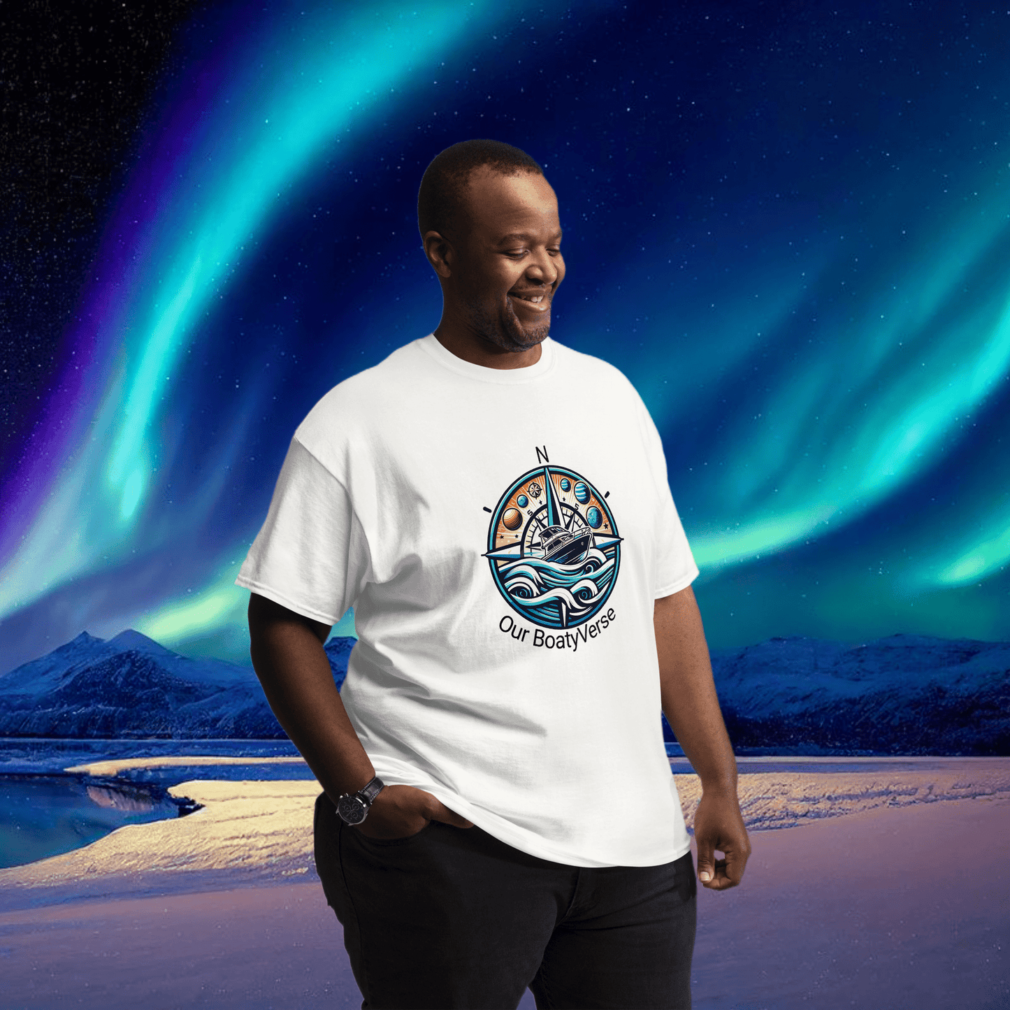 Can you feel the BoatyVerse? Men's cotton T-Shirt by Our BoatyVerse