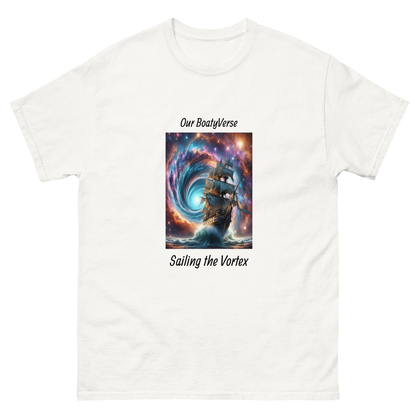 Sailing the Vortex Front print Men's classic T-Shirt by Our BoatyVerse