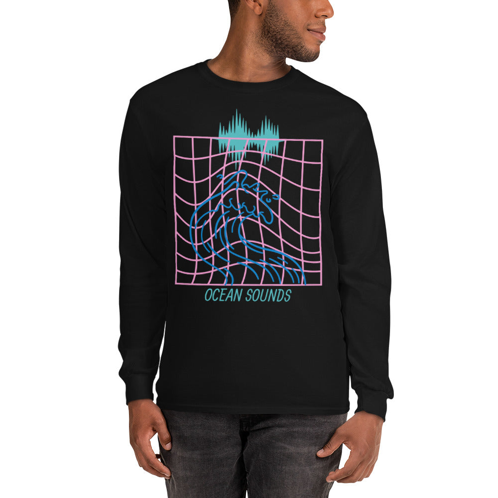 Sound's of the Ocean Men’s Long Sleeve Cotton Shirt by Our BoatyVerse