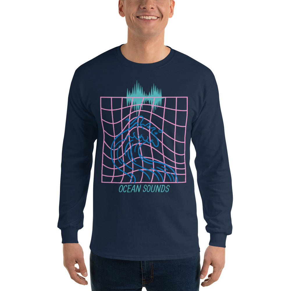 Sound's of the Ocean Men’s Long Sleeve Cotton Shirt by Our BoatyVerse