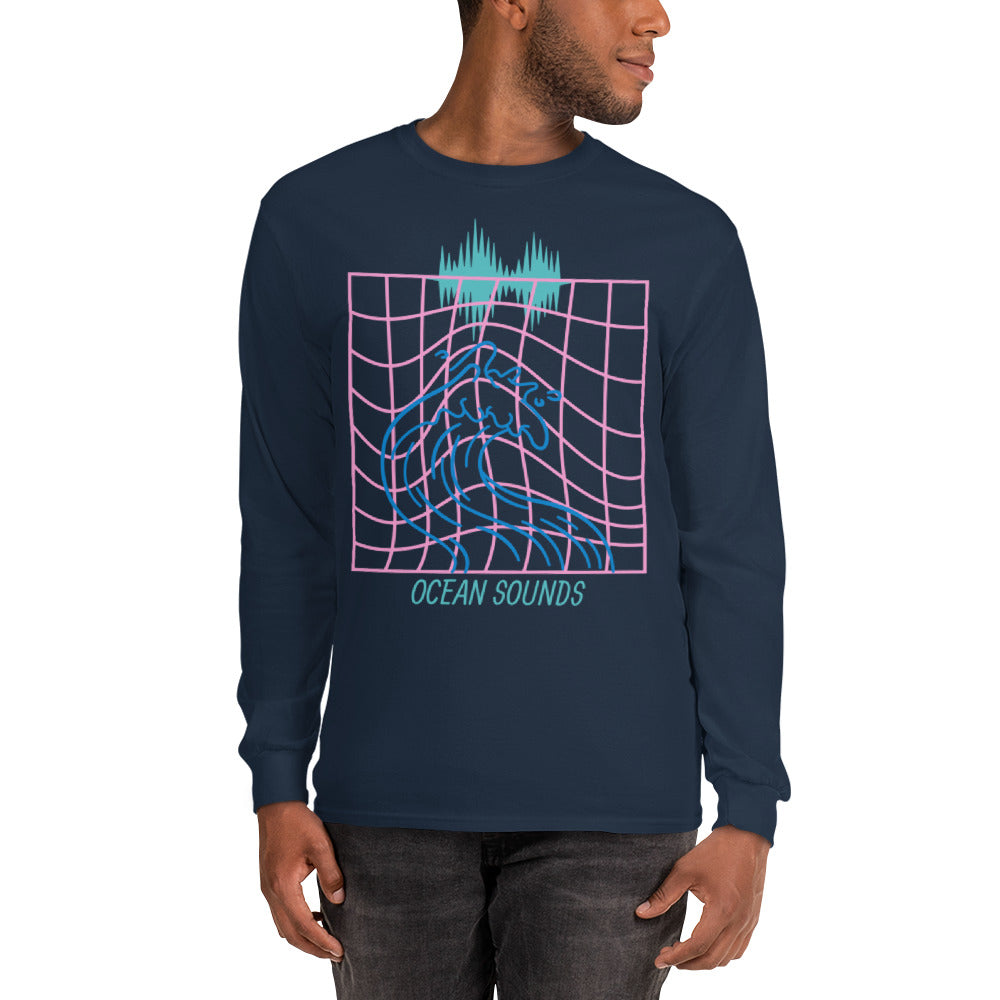 Sound's of the Ocean Men’s Long Sleeve Cotton Shirt by Our BoatyVerse