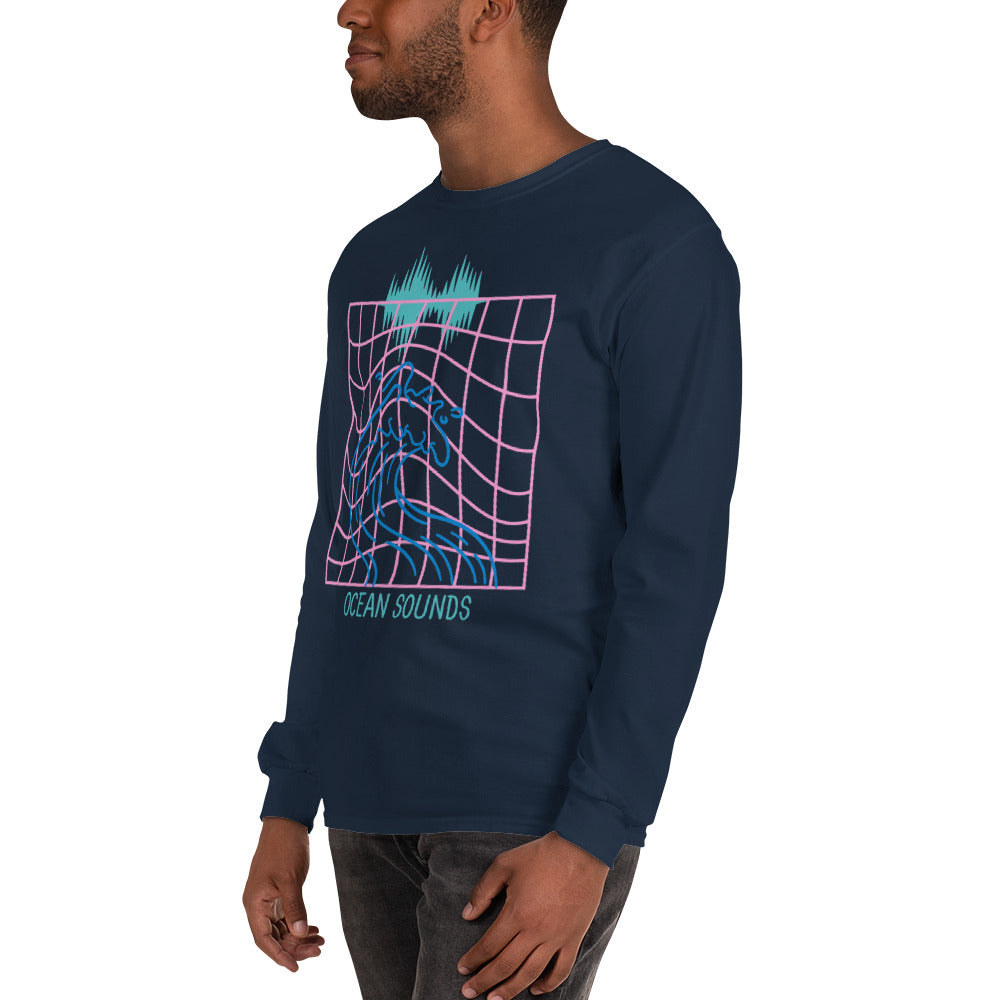 Sound's of the Ocean Men’s Long Sleeve Cotton Shirt by Our BoatyVerse