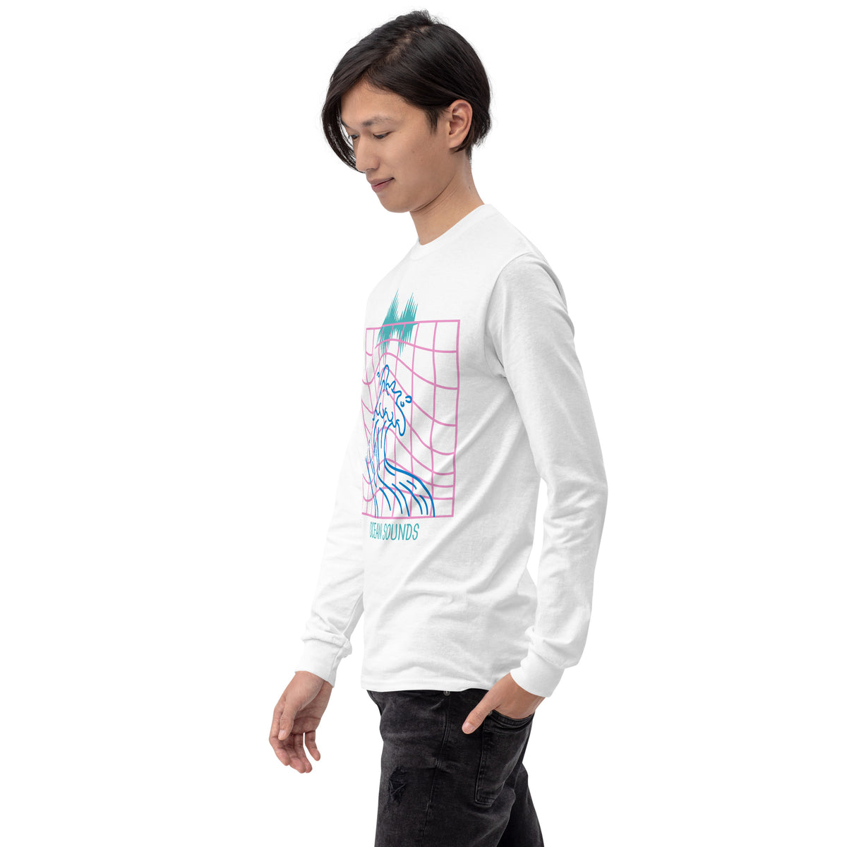 Sounds of the Ocean Men’s Long Sleeve Cotton Shirt By Our BoatyVerse