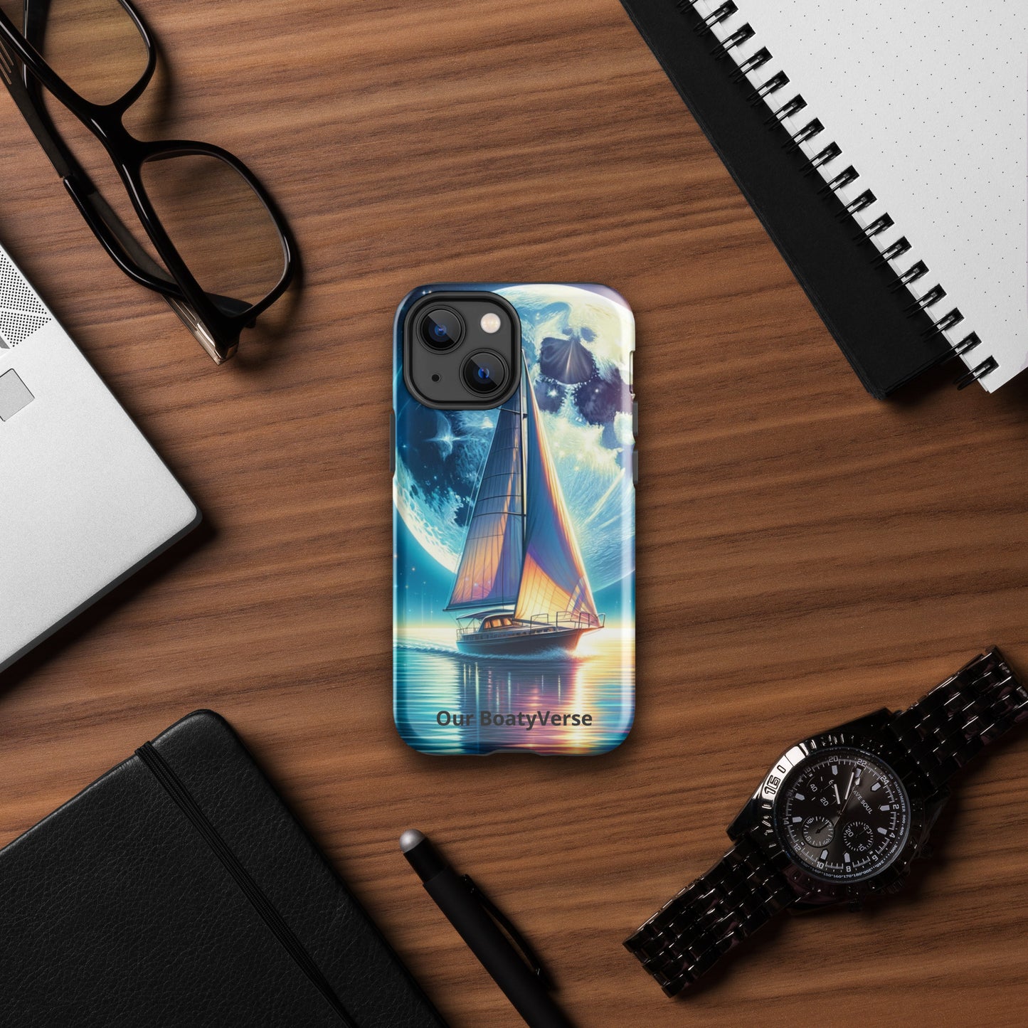 Moonlight Sailing, Tough Case for iPhone® models by Our BoatyVerse