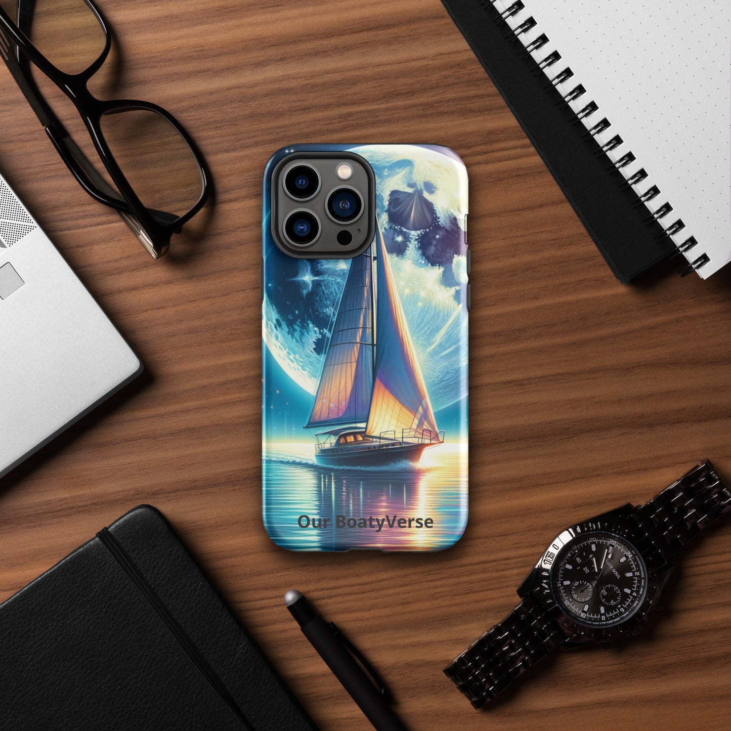 Moonlight Sailing, Tough Case for iPhone® models by Our BoatyVerse