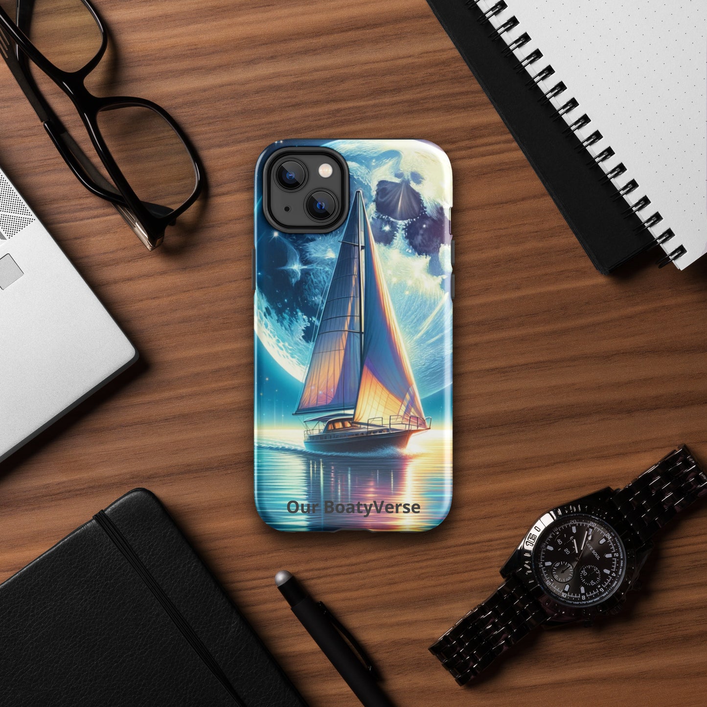 Moonlight Sailing, Tough Case for iPhone® models by Our BoatyVerse