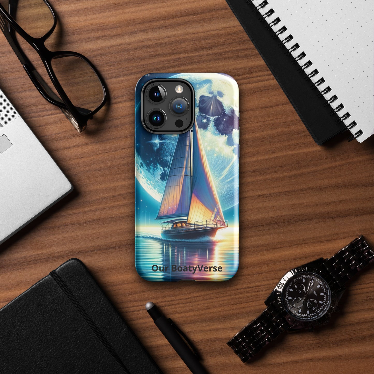 Moonlight Sailing, Tough Case for iPhone® models by Our BoatyVerse