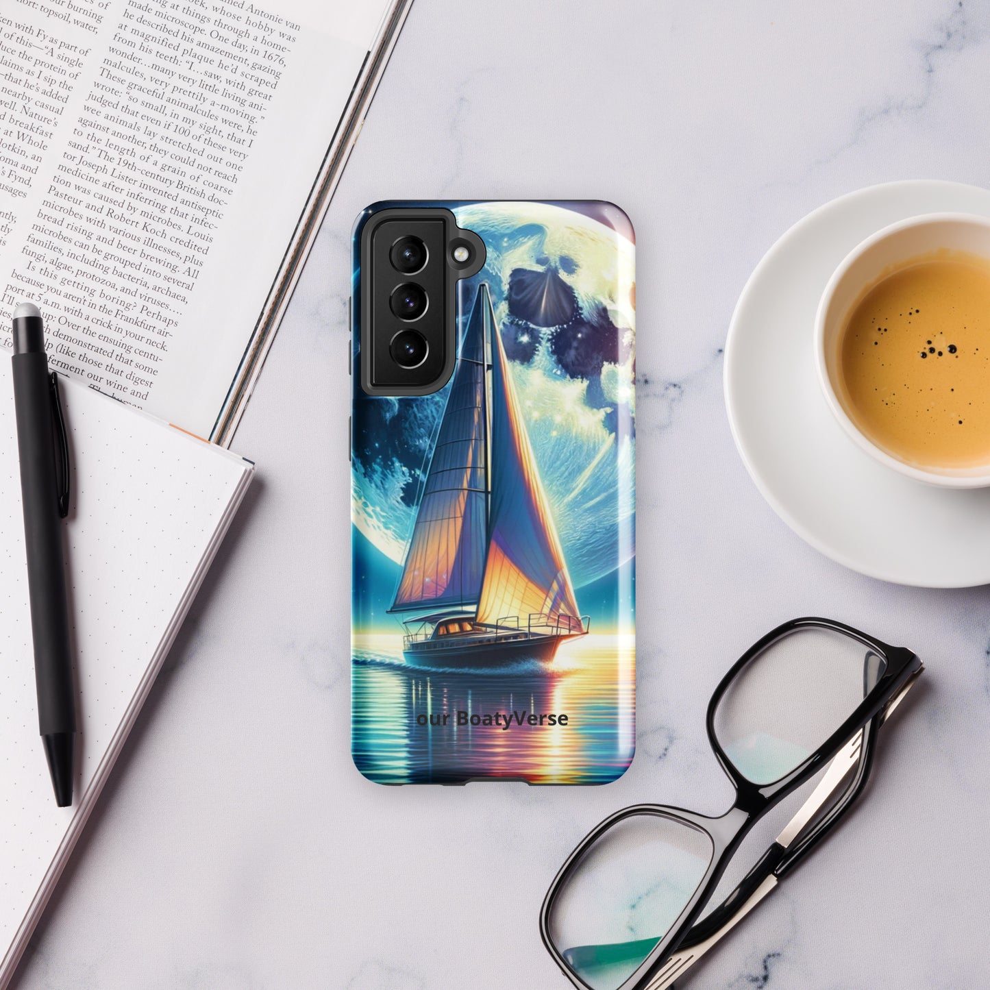 Moonlight Sailing, Tough case for Samsung® models by Our BoatyVerse
