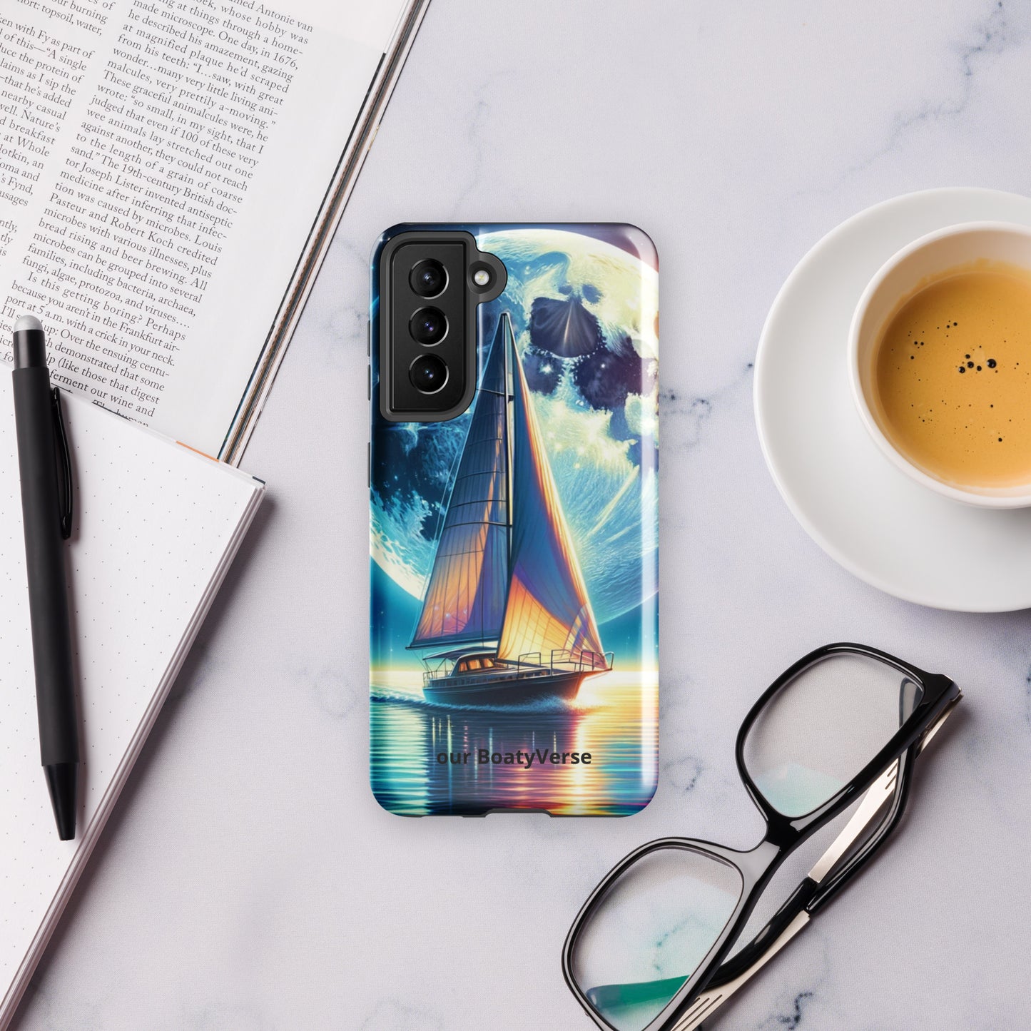 Moonlight Sailing, Tough case for Samsung® models by Our BoatyVerse