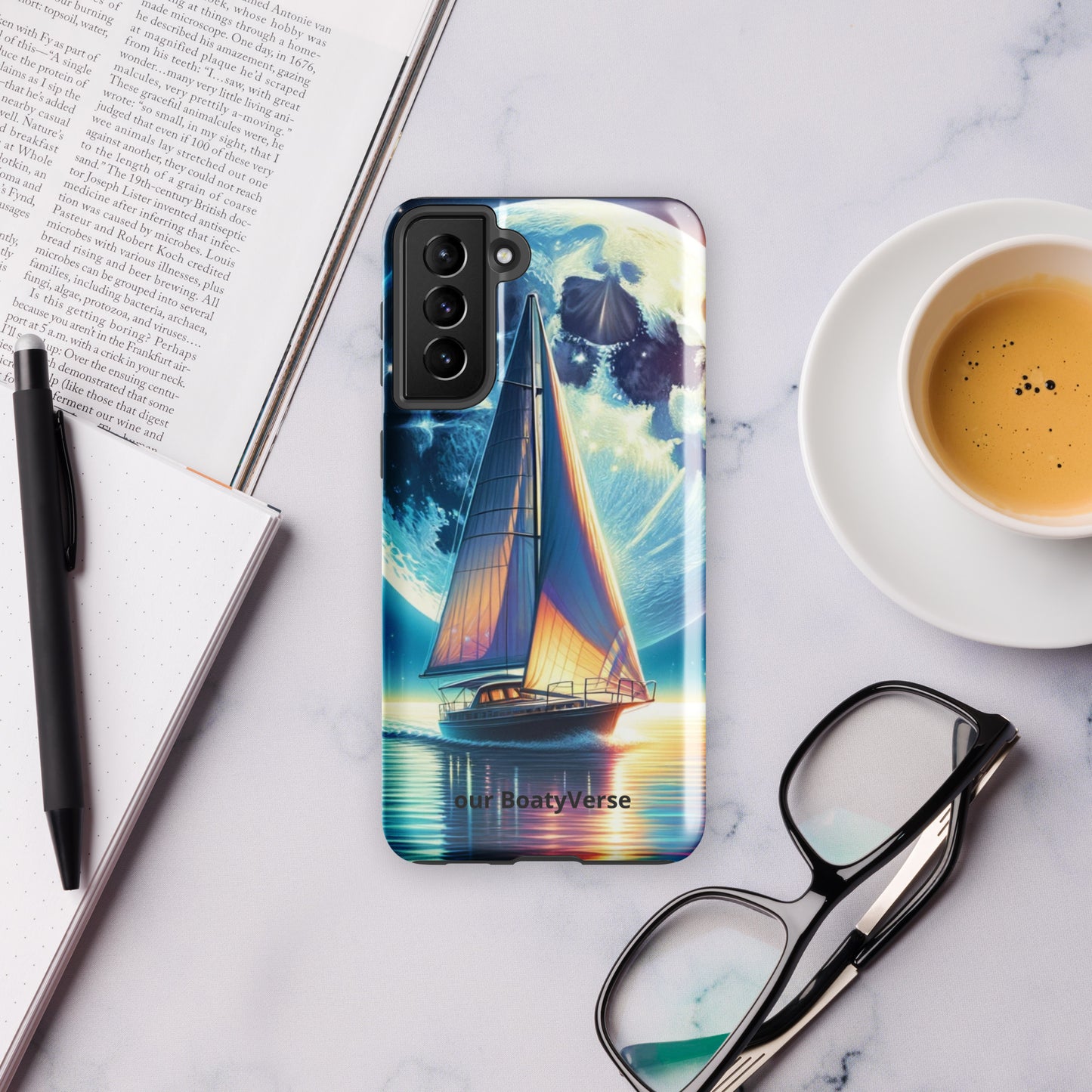 Moonlight Sailing, Tough case for Samsung® models by Our BoatyVerse