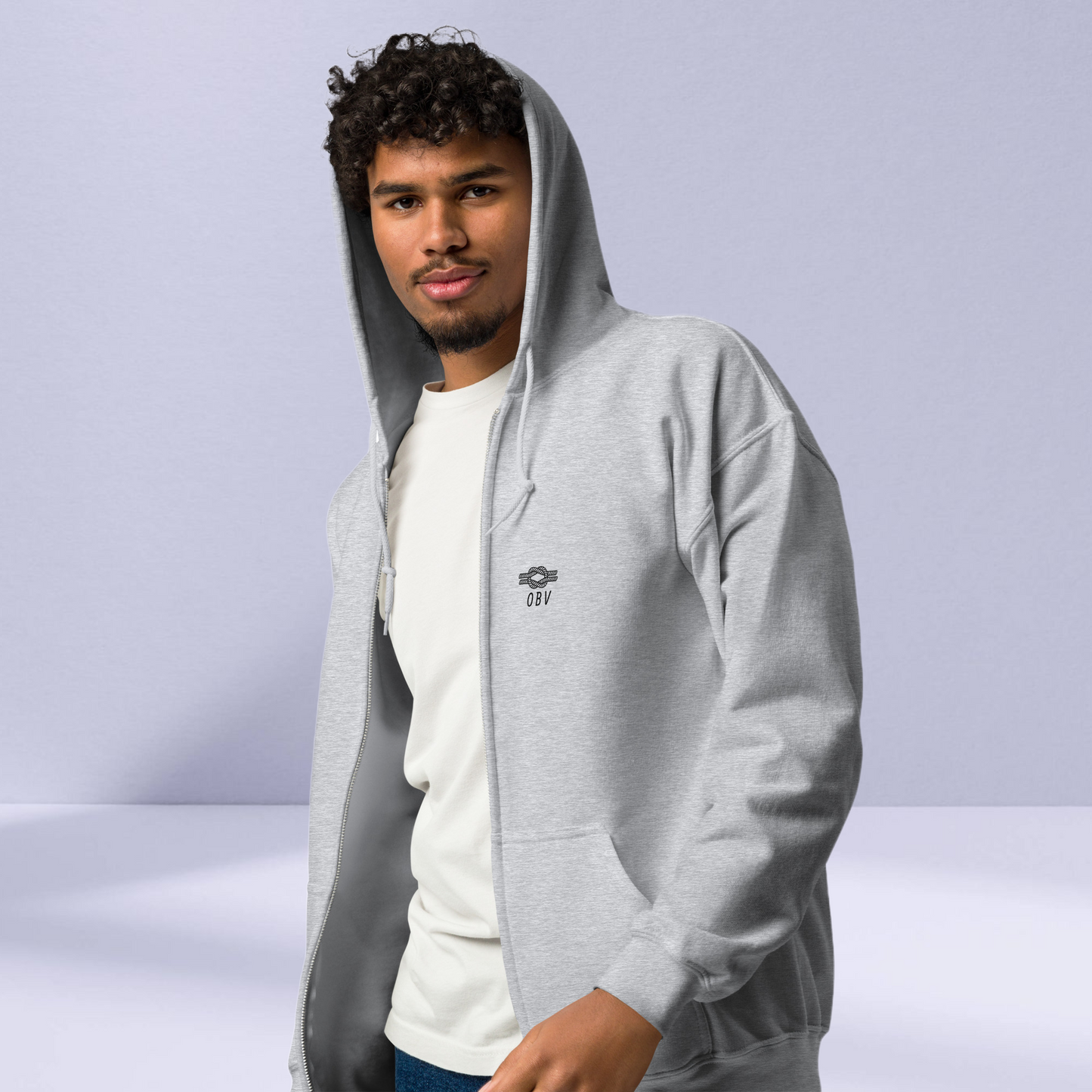 O B V heavy blend zip hoodie by Our BoatyVerse