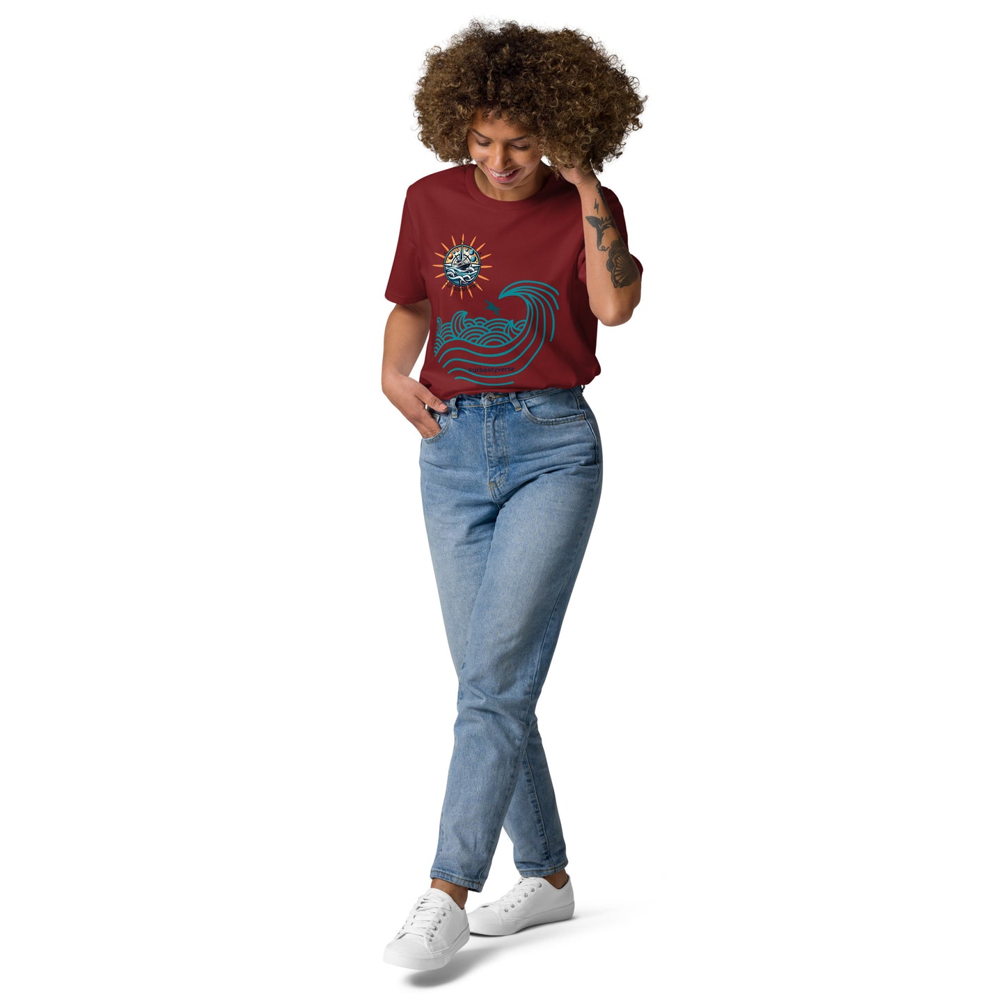 Women's Sun, Sea & Waves Organic Eco-Friendly Cotton T-shirt by Our BoatyVerse