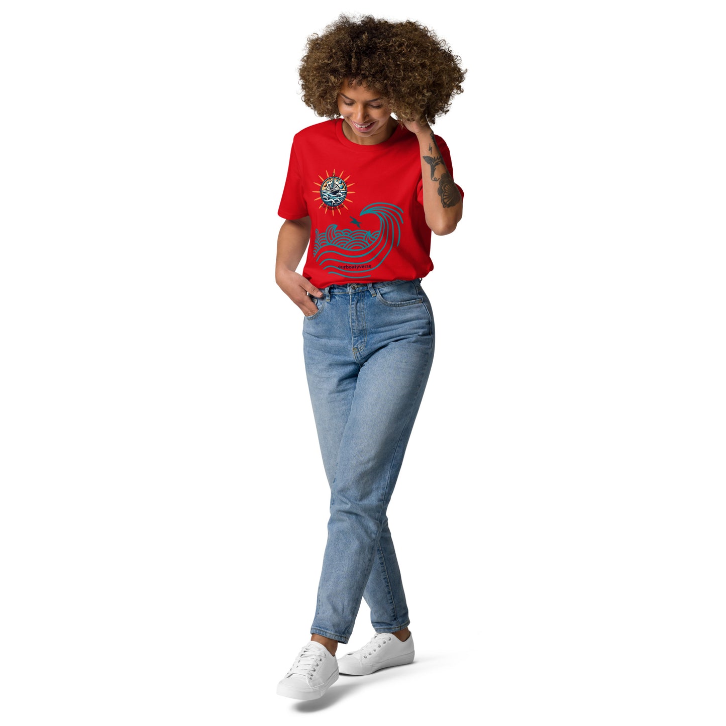 Women's Sun, Sea & Waves Organic Eco-Friendly Cotton T-shirt by Our BoatyVerse