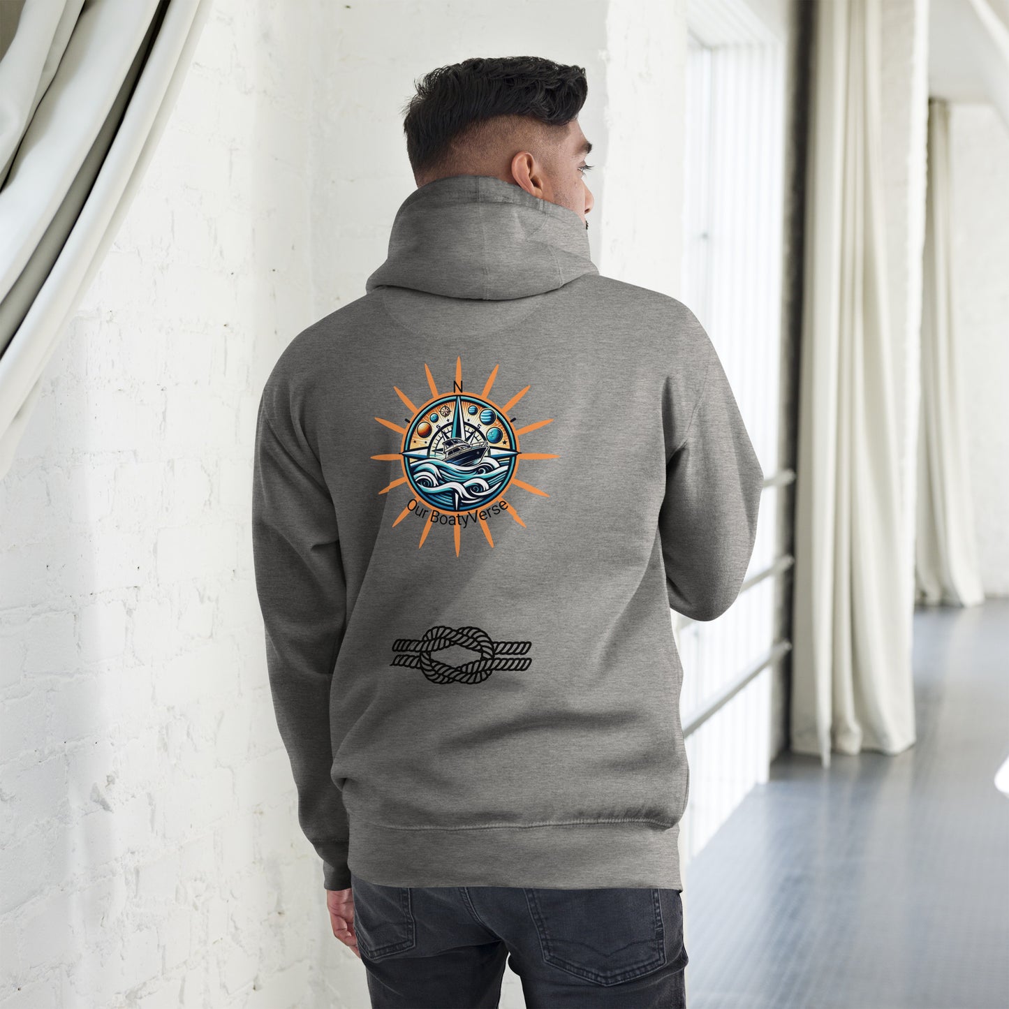Mens Waves and Sunburst Hoodie by Our BoatyVerse