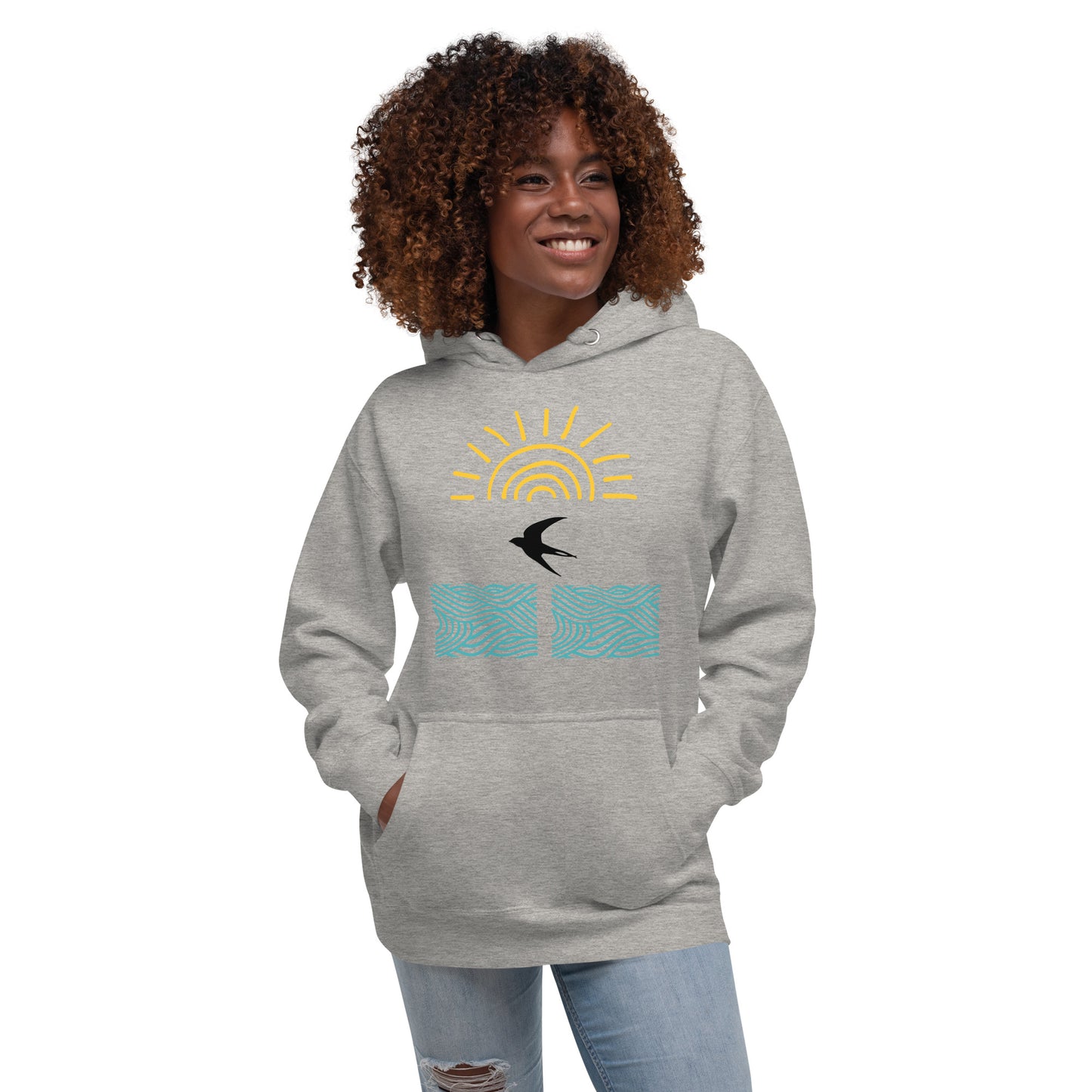 Bright Sunshine Hoodie, Fly over the Ocean by Our BoatyVerse