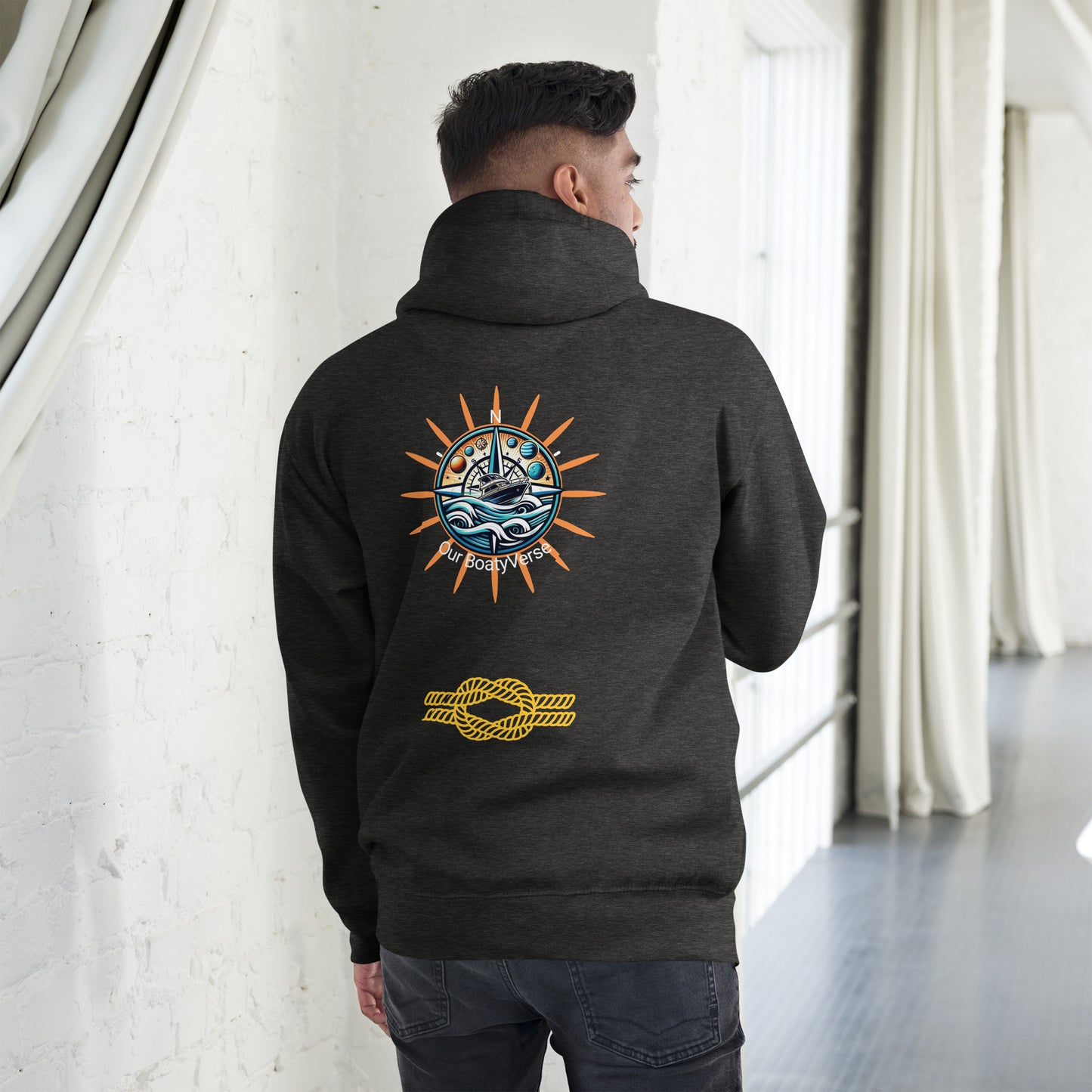 Mens Waves and Sunburst Hoodie by Our BoatyVerse
