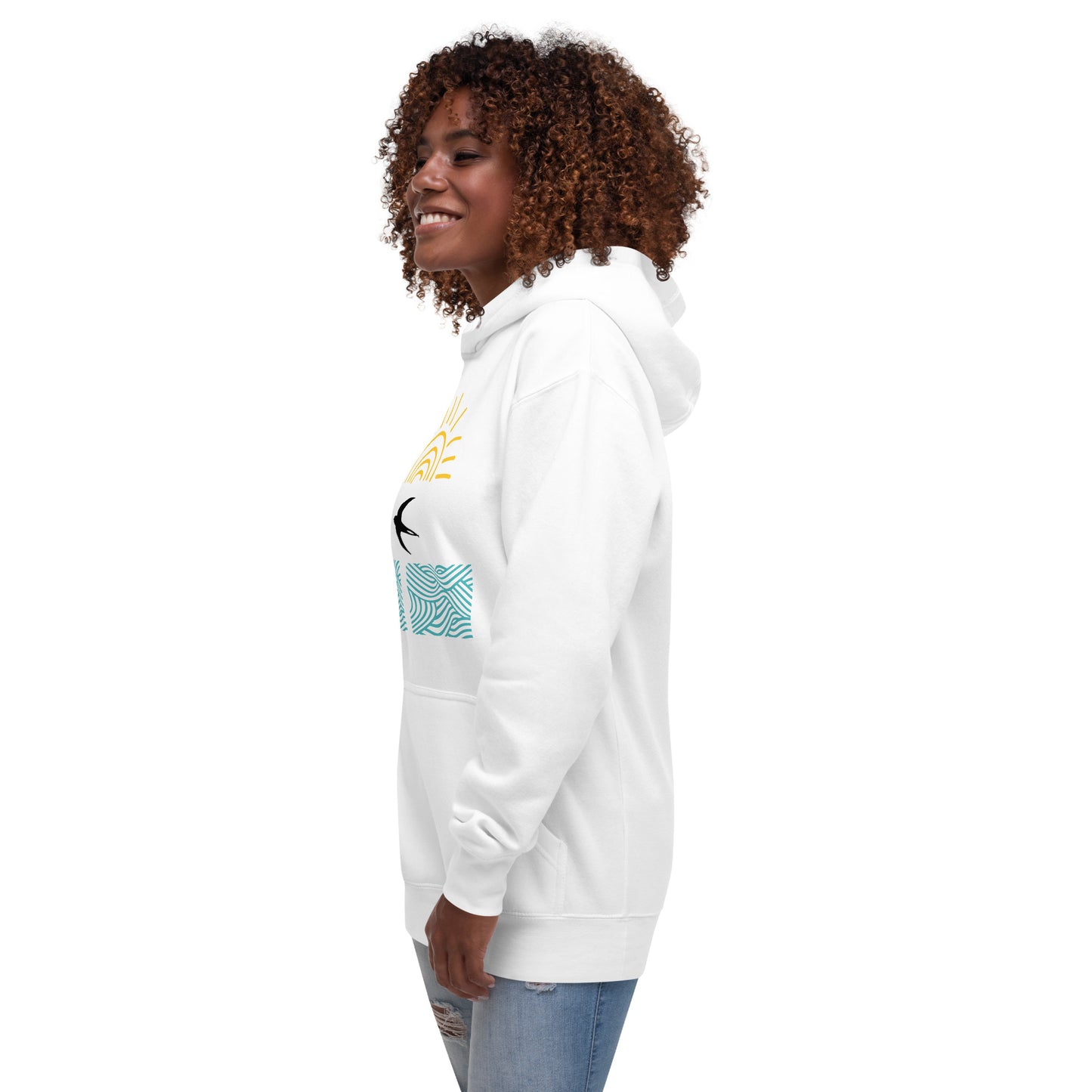 Bright Sunshine Hoodie, Fly over the Ocean by Our BoatyVerse