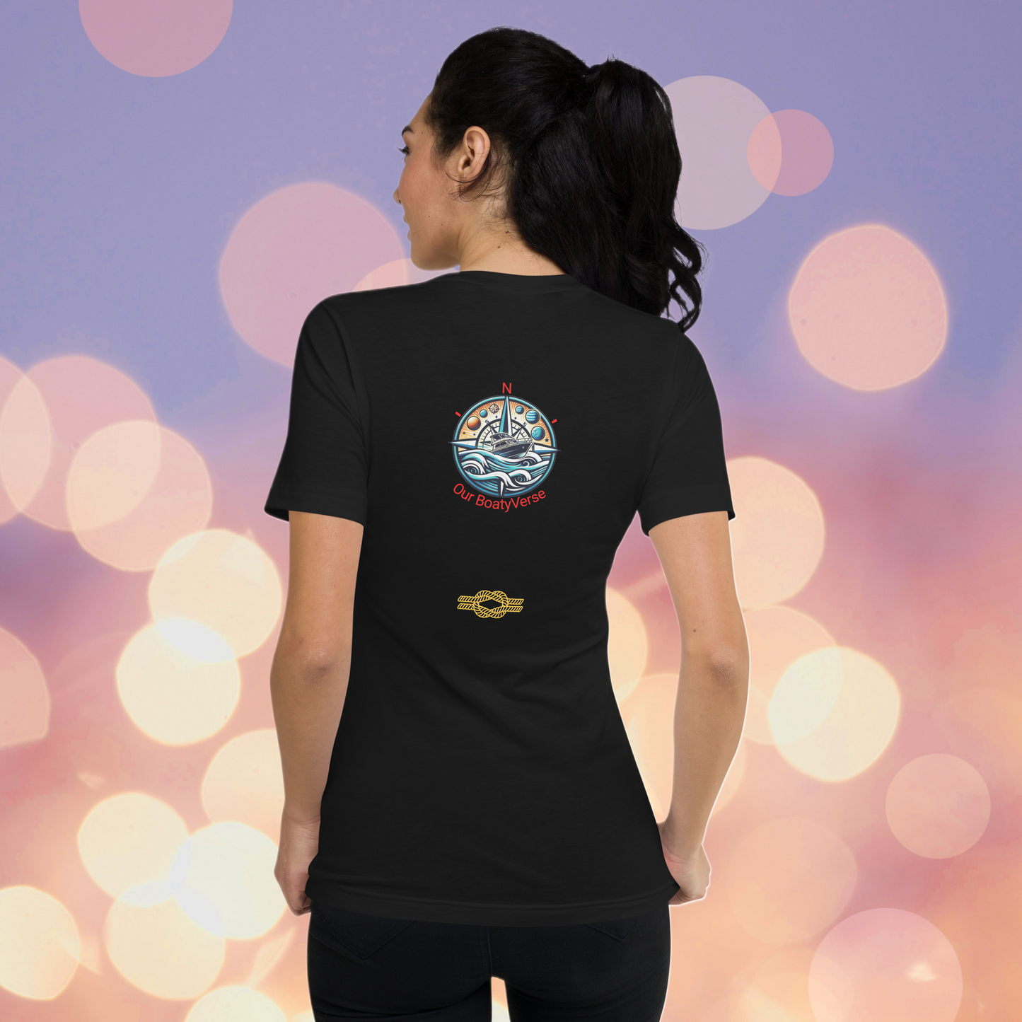 Sailing the Vortex Short Sleeve V-Neck T-Shirt by Our BoatyVerse