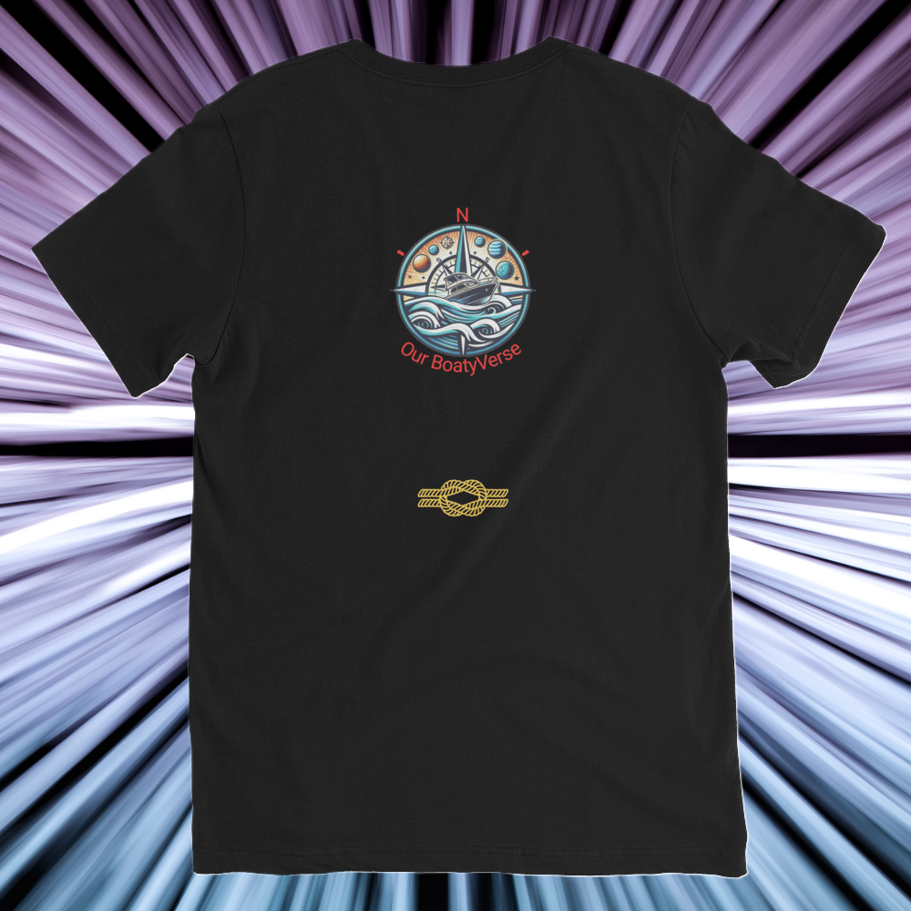 Sailing the Vortex Short Sleeve V-Neck T-Shirt by Our BoatyVerse