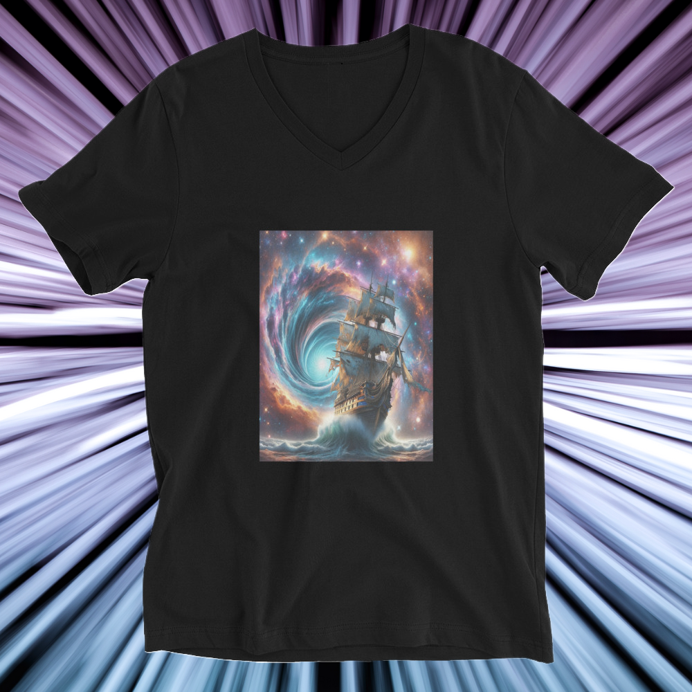 Sailing the Vortex Short Sleeve V-Neck T-Shirt by Our BoatyVerse