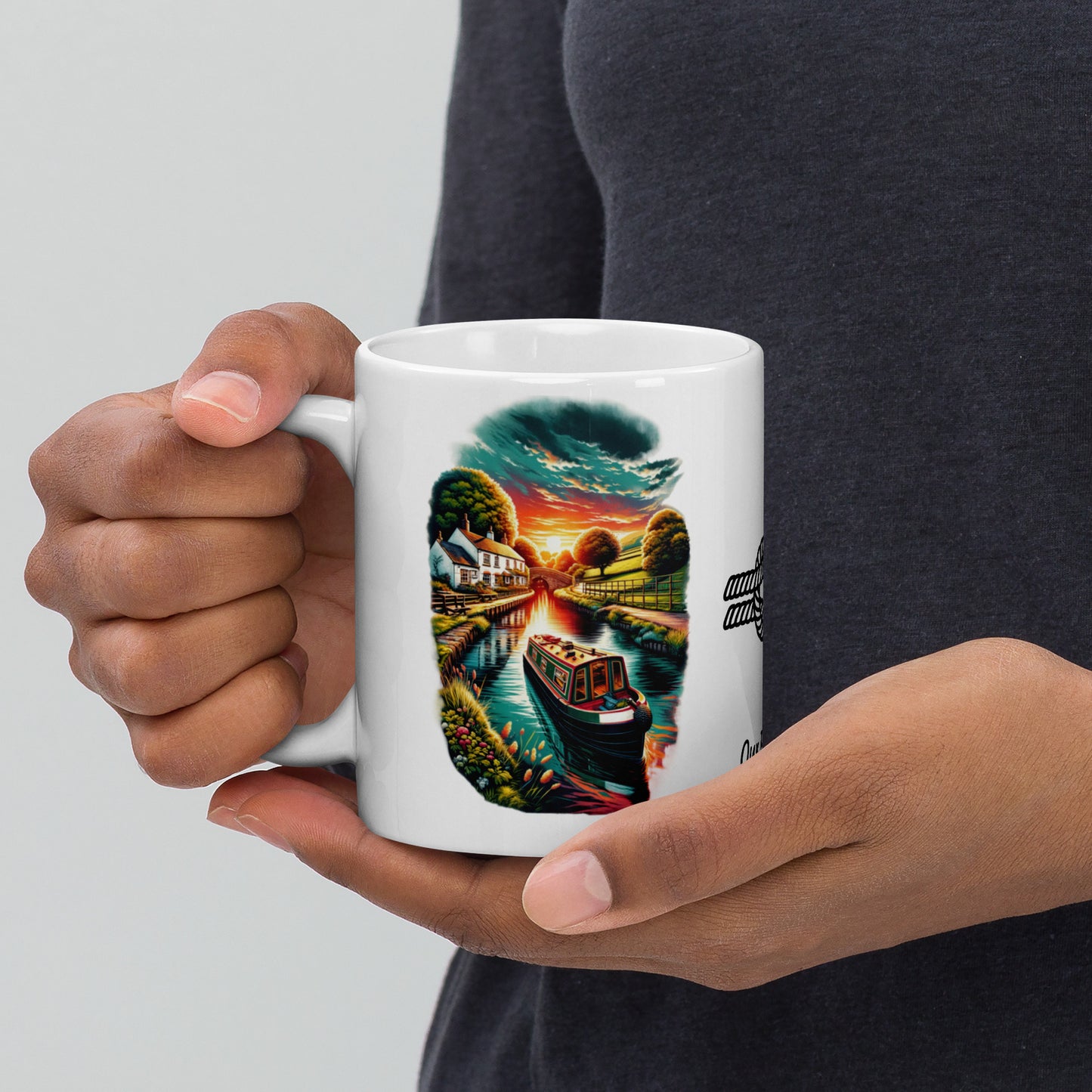 Narrowboat Dreams, White glossy mug by Our BoatyVerse