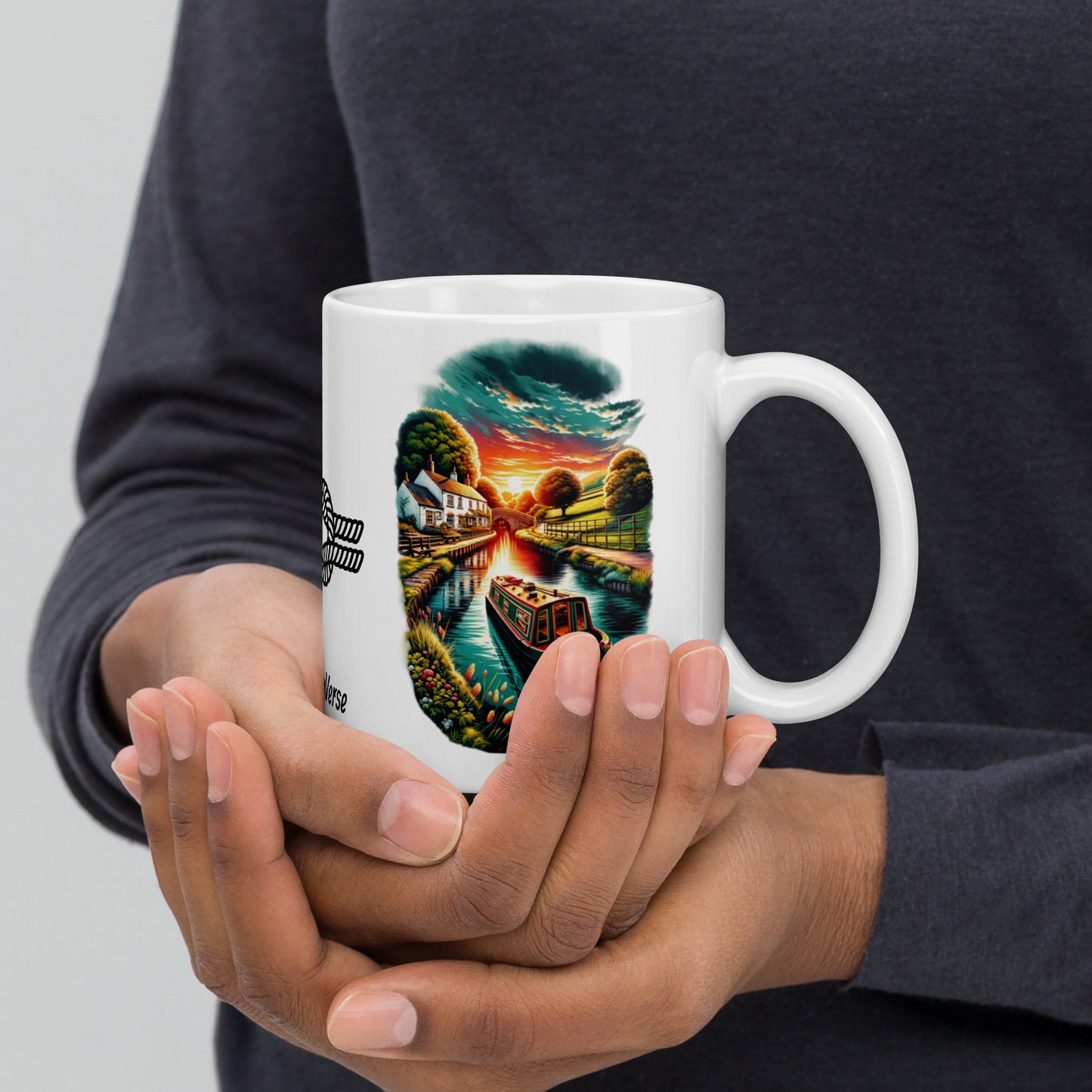 Narrowboat Dreams, White glossy mug by Our BoatyVerse