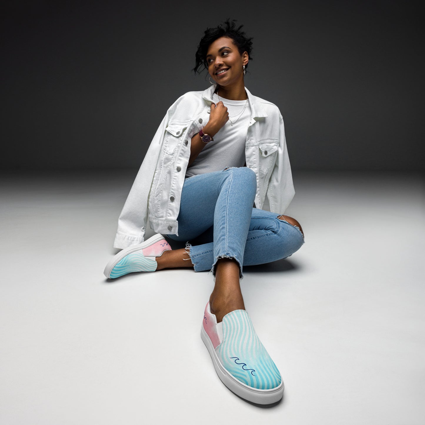 Walking on Waves Women’s slip-on canvas shoes by Our BoatyVerse