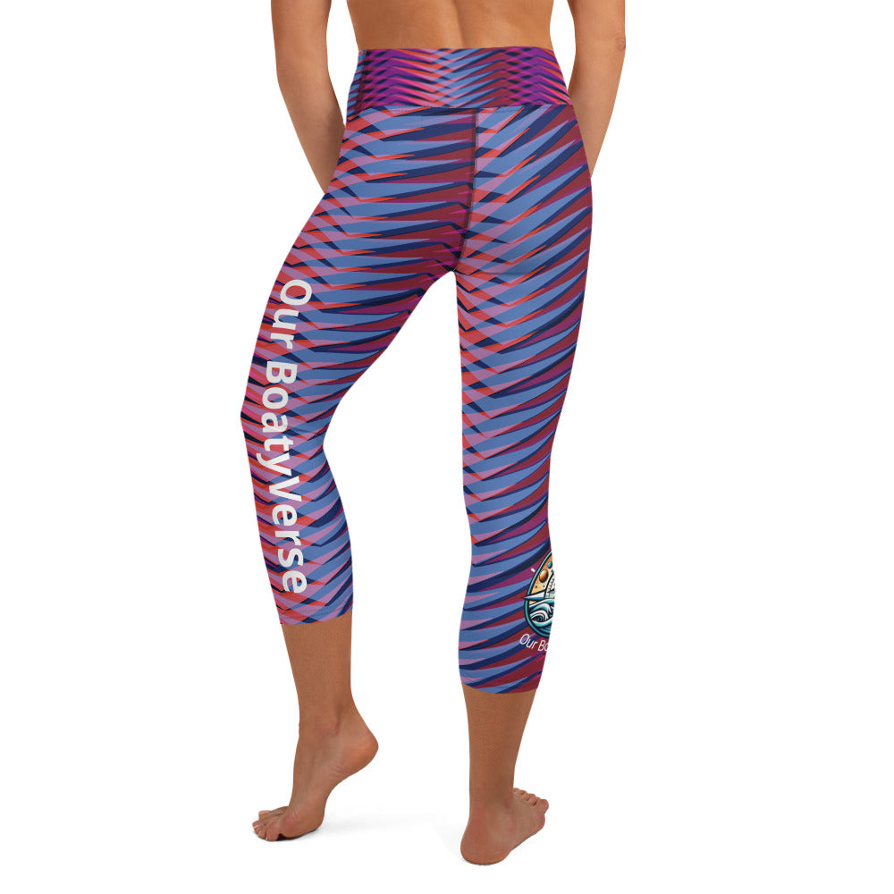 Purple and Pink Wave, Yoga Capri Leggings by Our BoatyVerse.