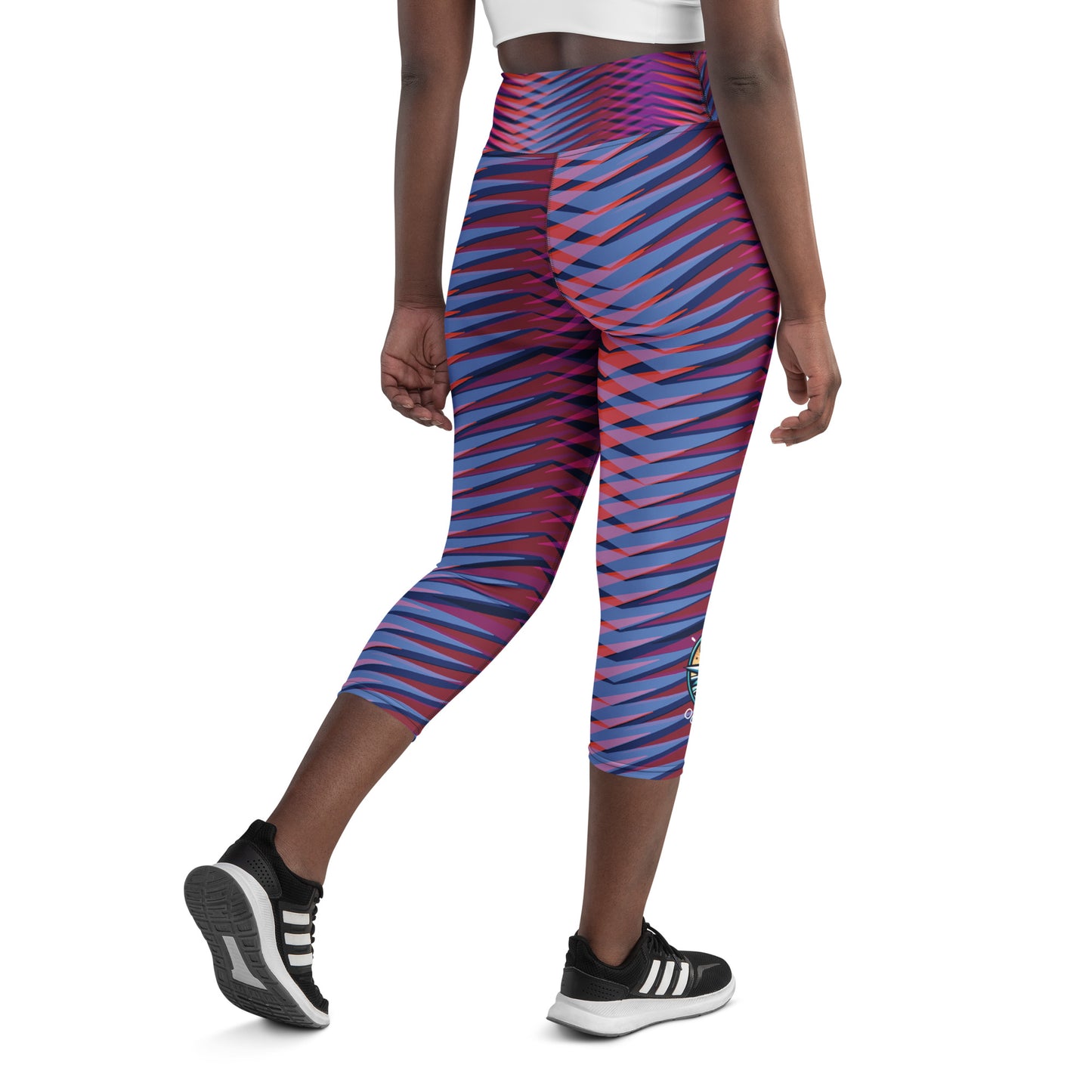 Purple and Pink Wave, Yoga Capri Leggings by Our BoatyVerse.