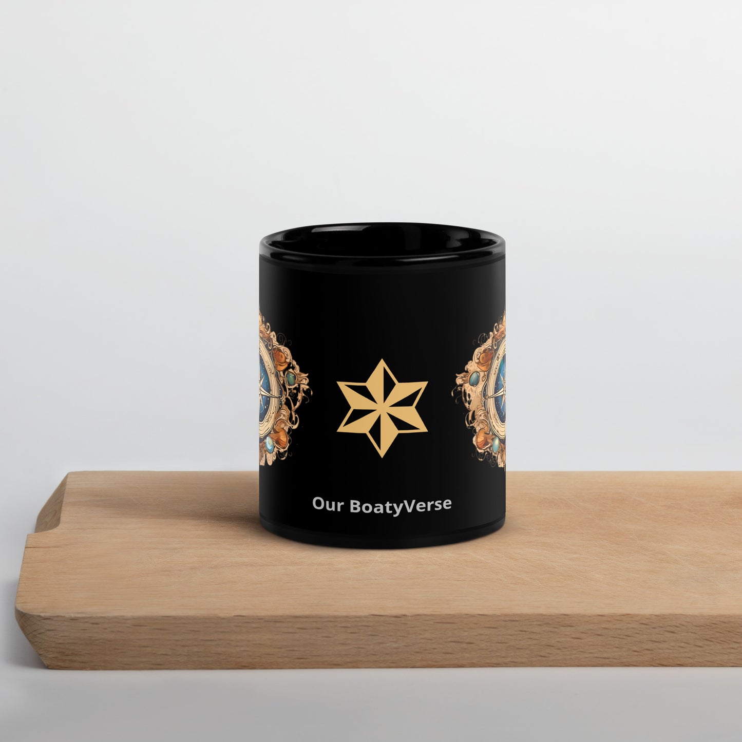 The Compass Black Glossy Mug by Our BoatyVerse