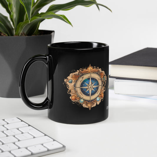 The Compass Black Glossy Mug by Our BoatyVerse