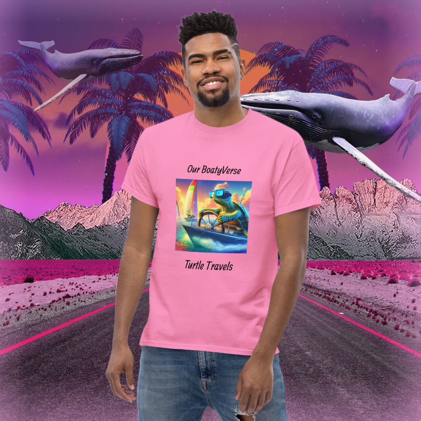 Novelty Turtle Travels Fun T-Shirt by Our BoatyVerse