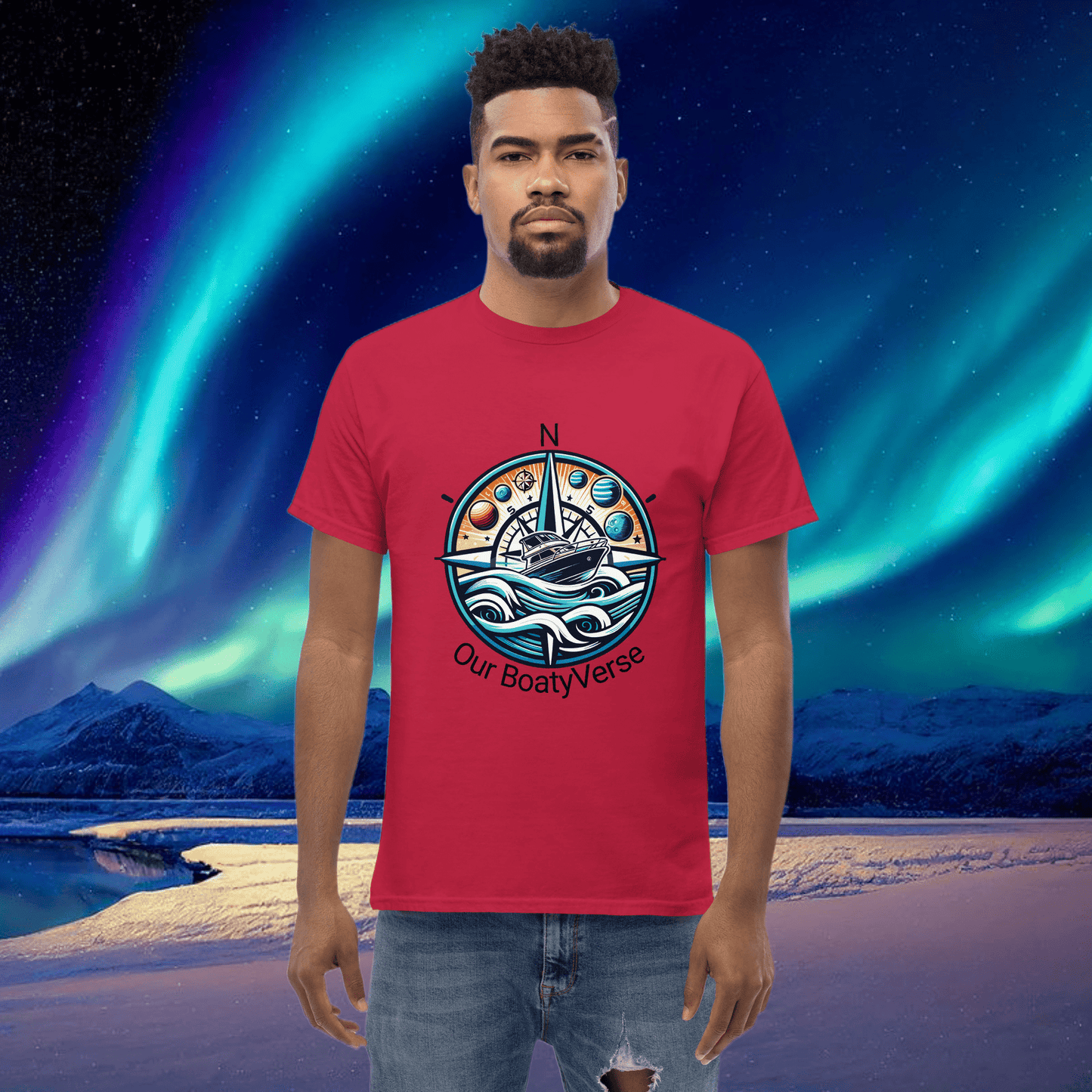Can you feel the BoatyVerse? Men's cotton T-Shirt by Our BoatyVerse