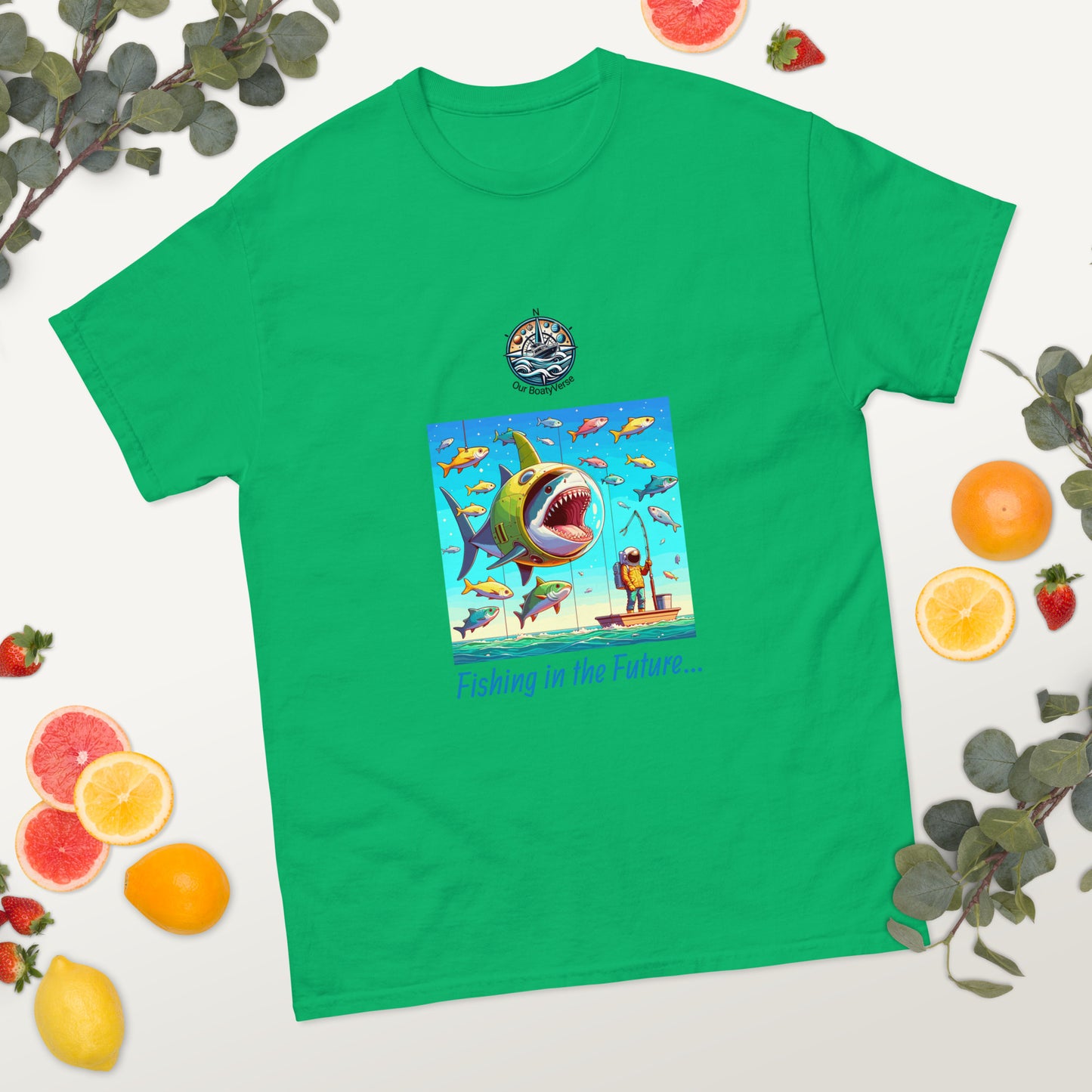 Novelty Fishing in the Future Men's T-Shirt by Our BoatyVerse