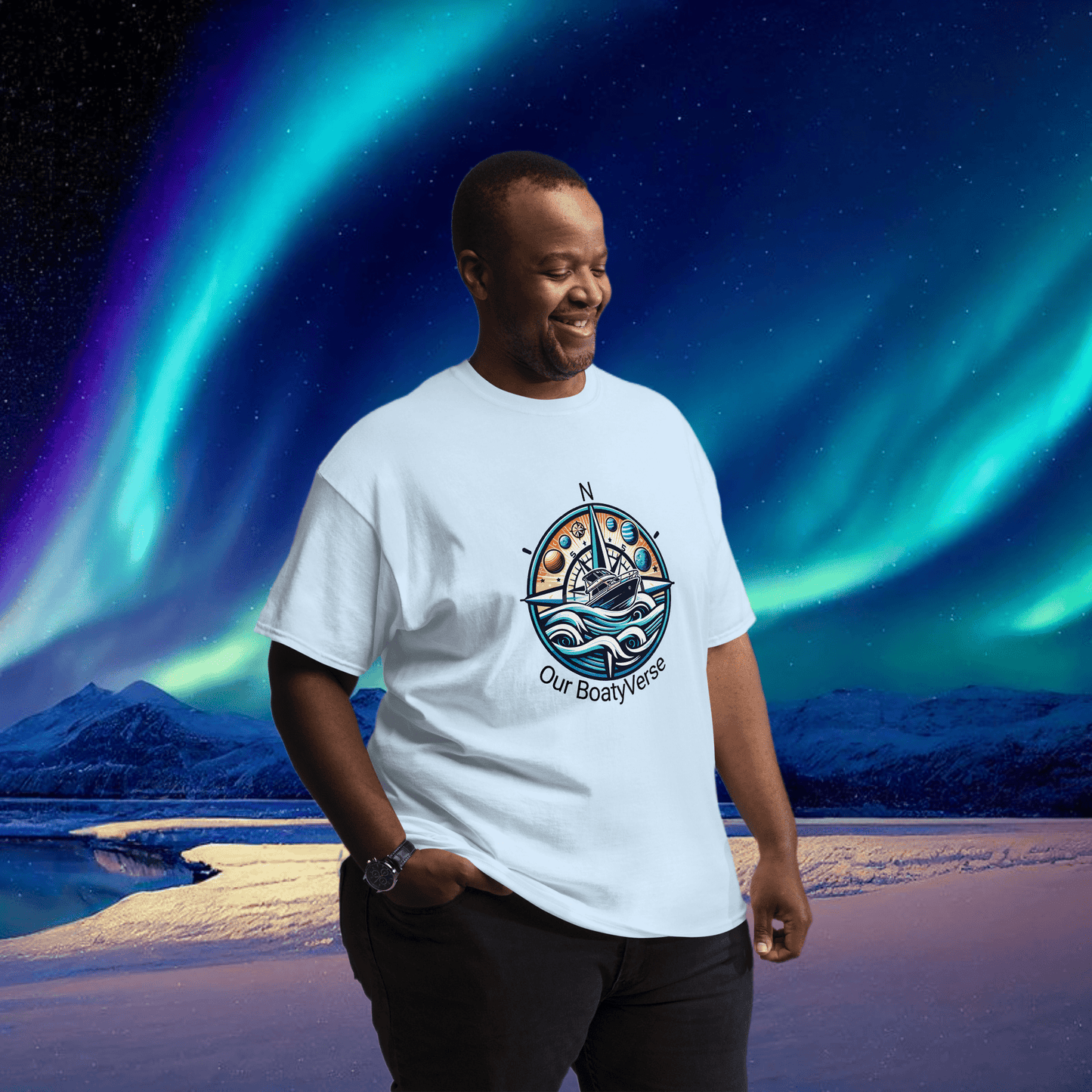 Can you feel the BoatyVerse? Men's cotton T-Shirt by Our BoatyVerse