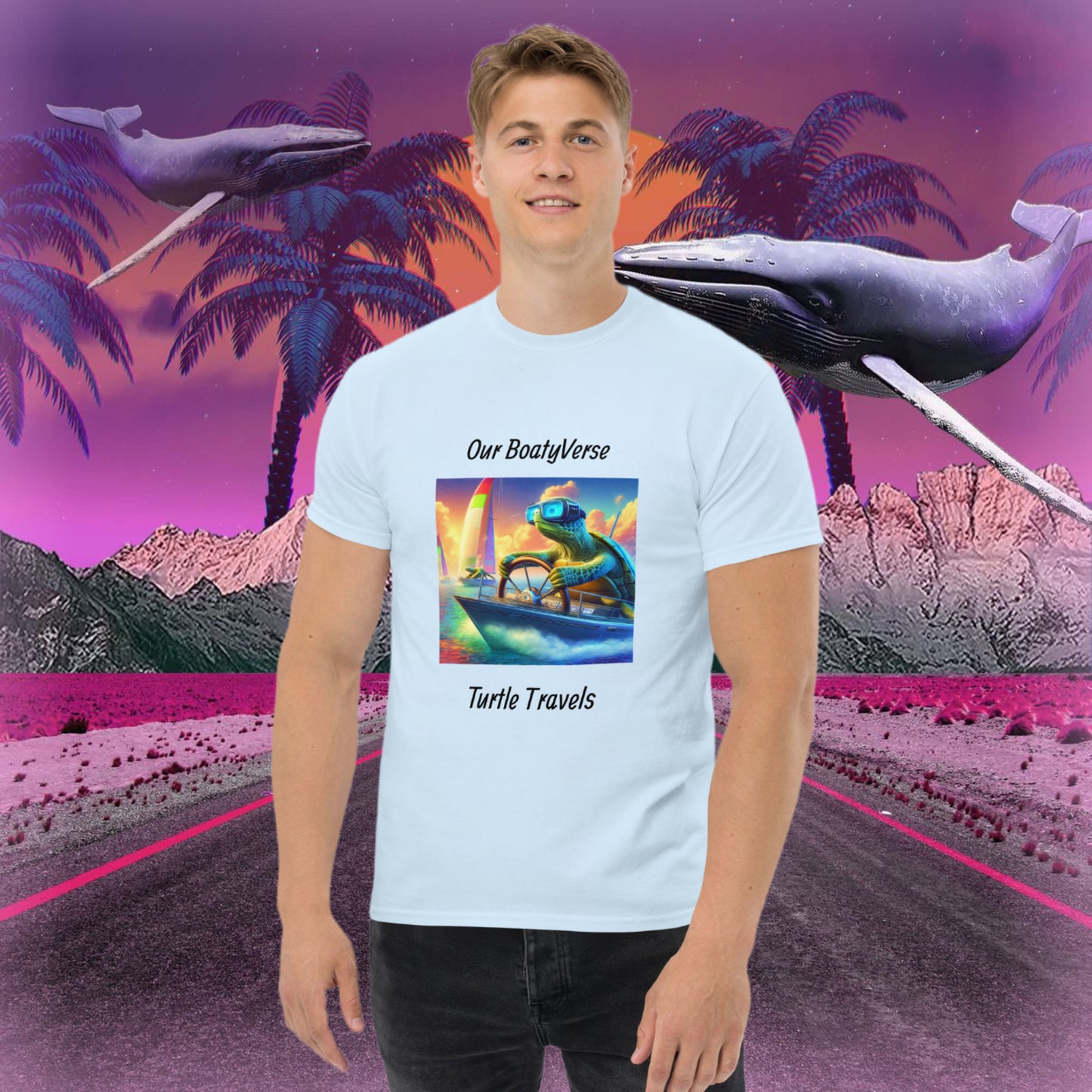 Novelty Turtle Travels Fun T-Shirt by Our BoatyVerse