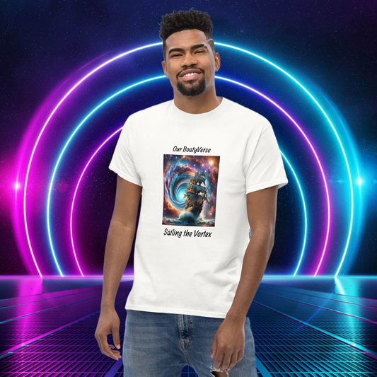 Sailing the Vortex Front print Men's classic T-Shirt by Our BoatyVerse