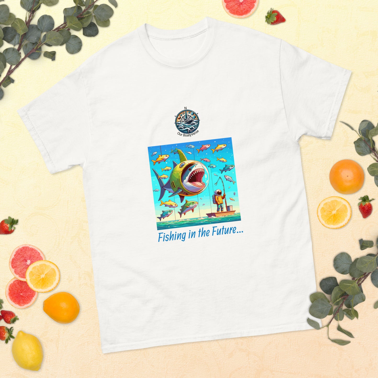 Novelty Fishing in the Future Men's T-Shirt by Our BoatyVerse