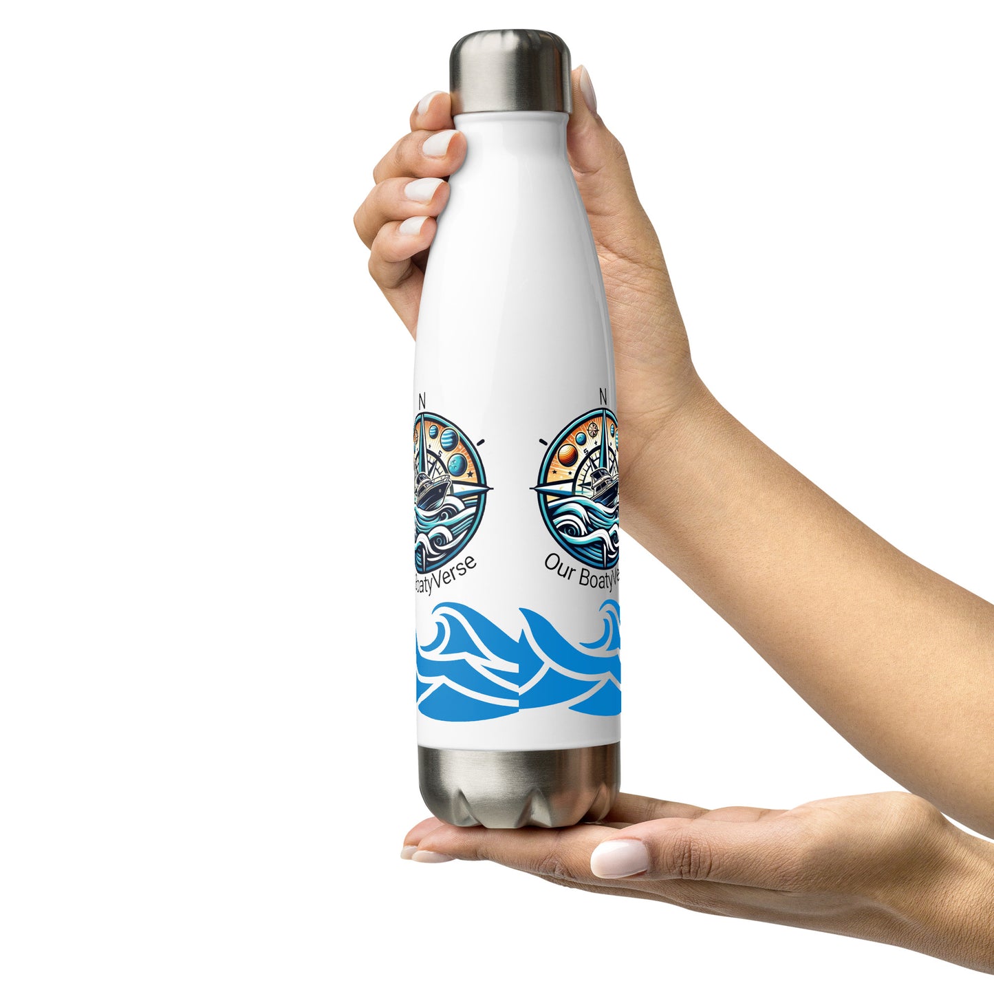 Make Waves, Custom made Stainless steel water bottle by Our BoatyVerse