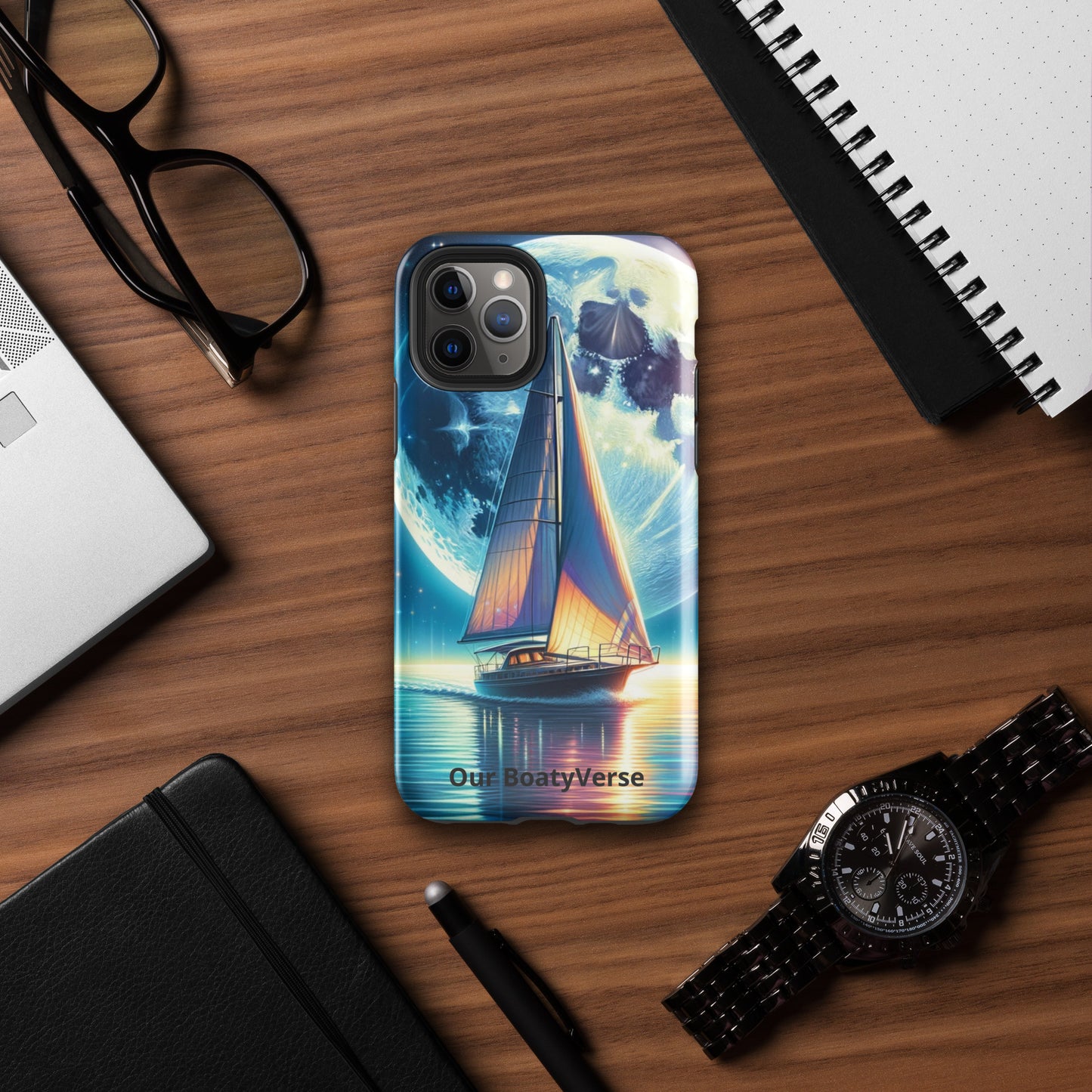 Moonlight Sailing, Tough Case for iPhone® models by Our BoatyVerse