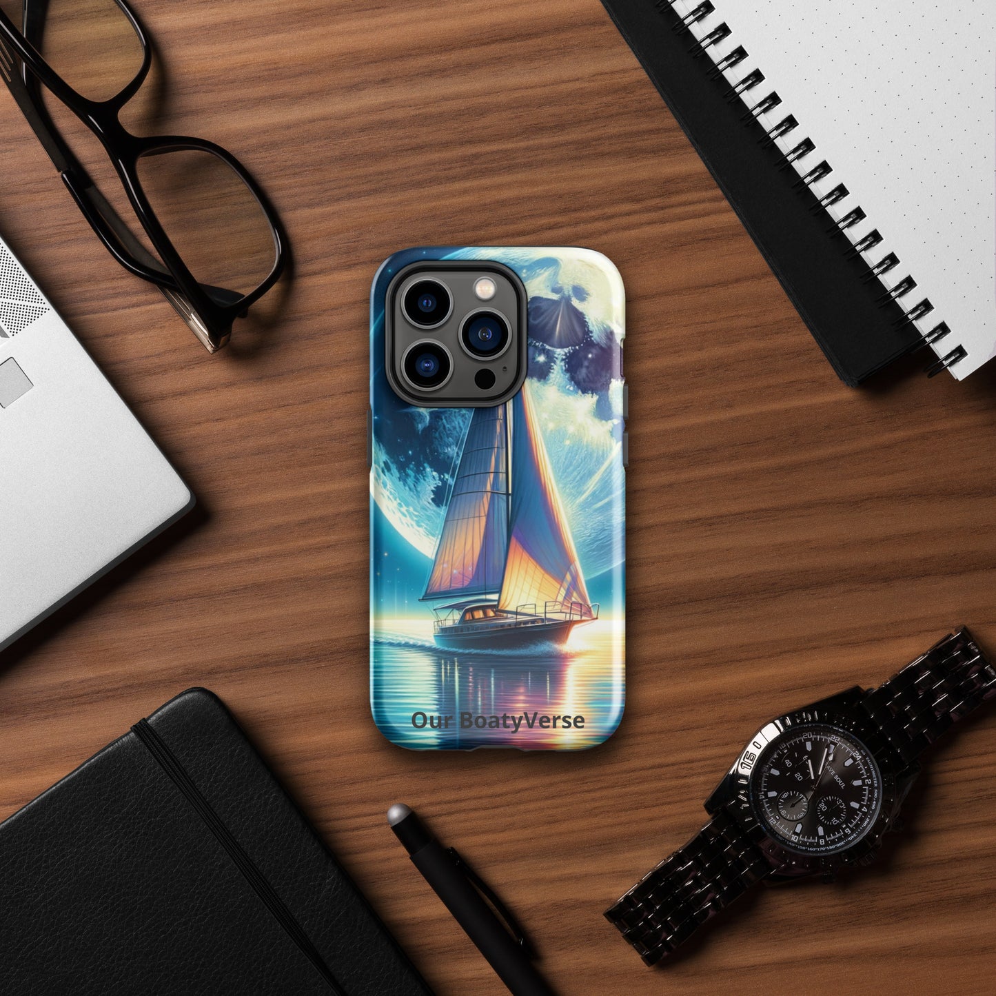 Moonlight Sailing, Tough Case for iPhone® models by Our BoatyVerse